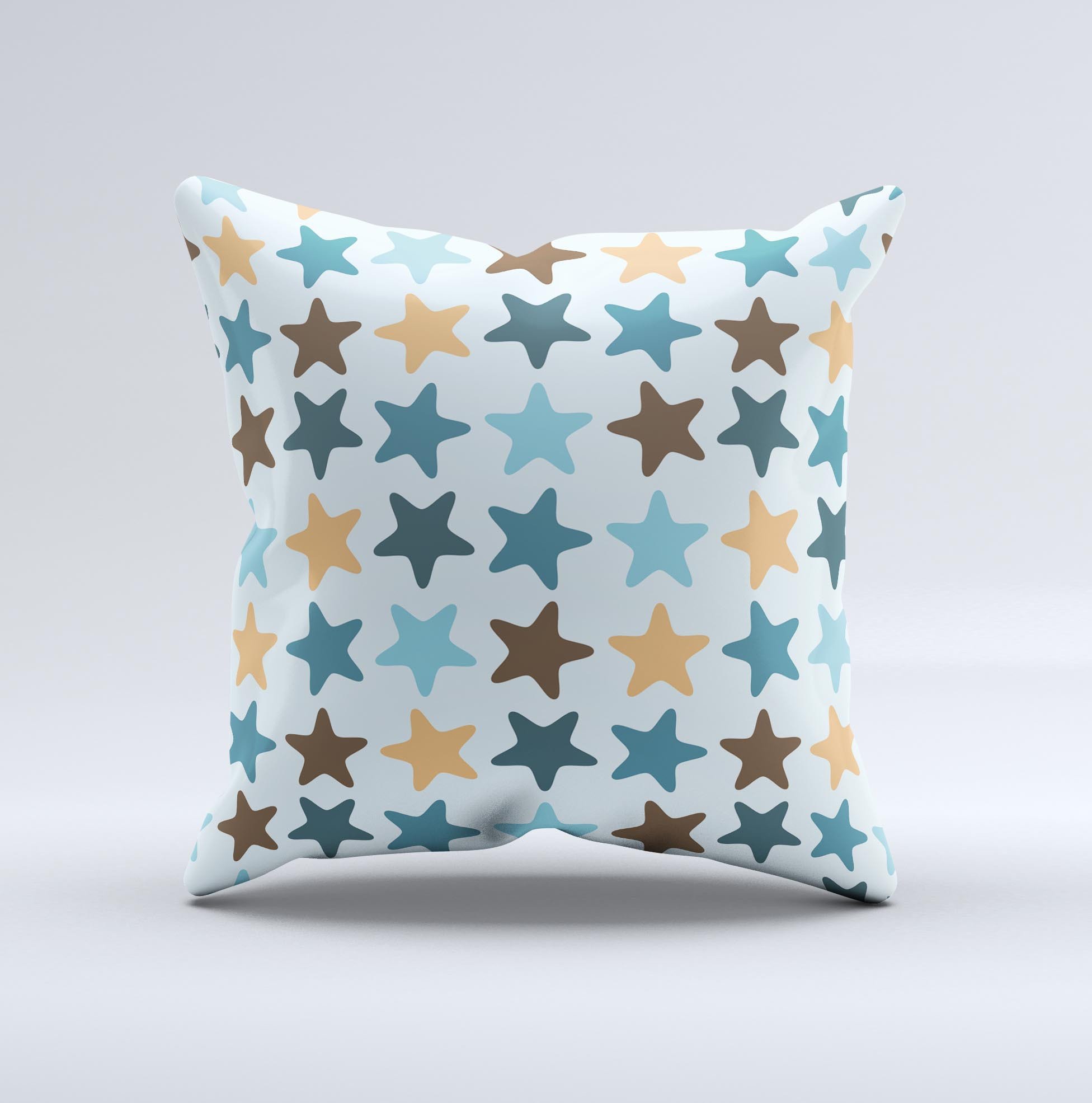 Vector Colored Starfish V1 Ink-Fuzed Decorative Throw Pillow showcasing vibrant colors and unique starfish design, handcrafted in Virginia.
