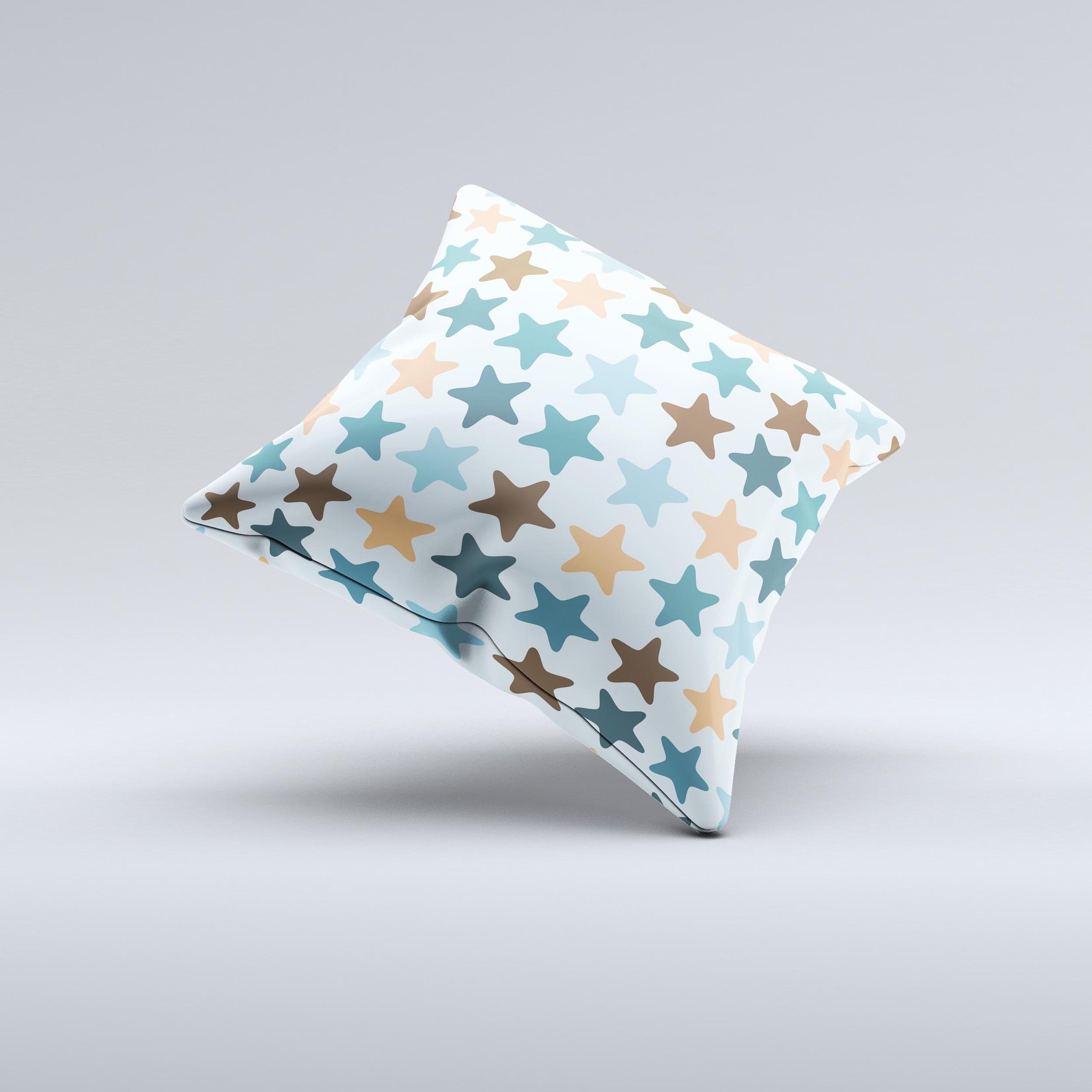 Vector Colored Starfish V1 Ink-Fuzed Decorative Throw Pillow showcasing vibrant colors and unique starfish design, handcrafted in Virginia.