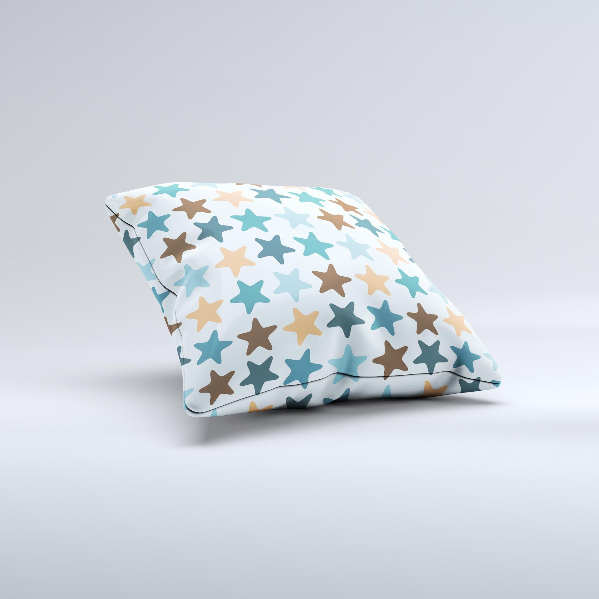 Vector Colored Starfish V1 Ink-Fuzed Decorative Throw Pillow showcasing vibrant colors and unique starfish design, handcrafted in Virginia.