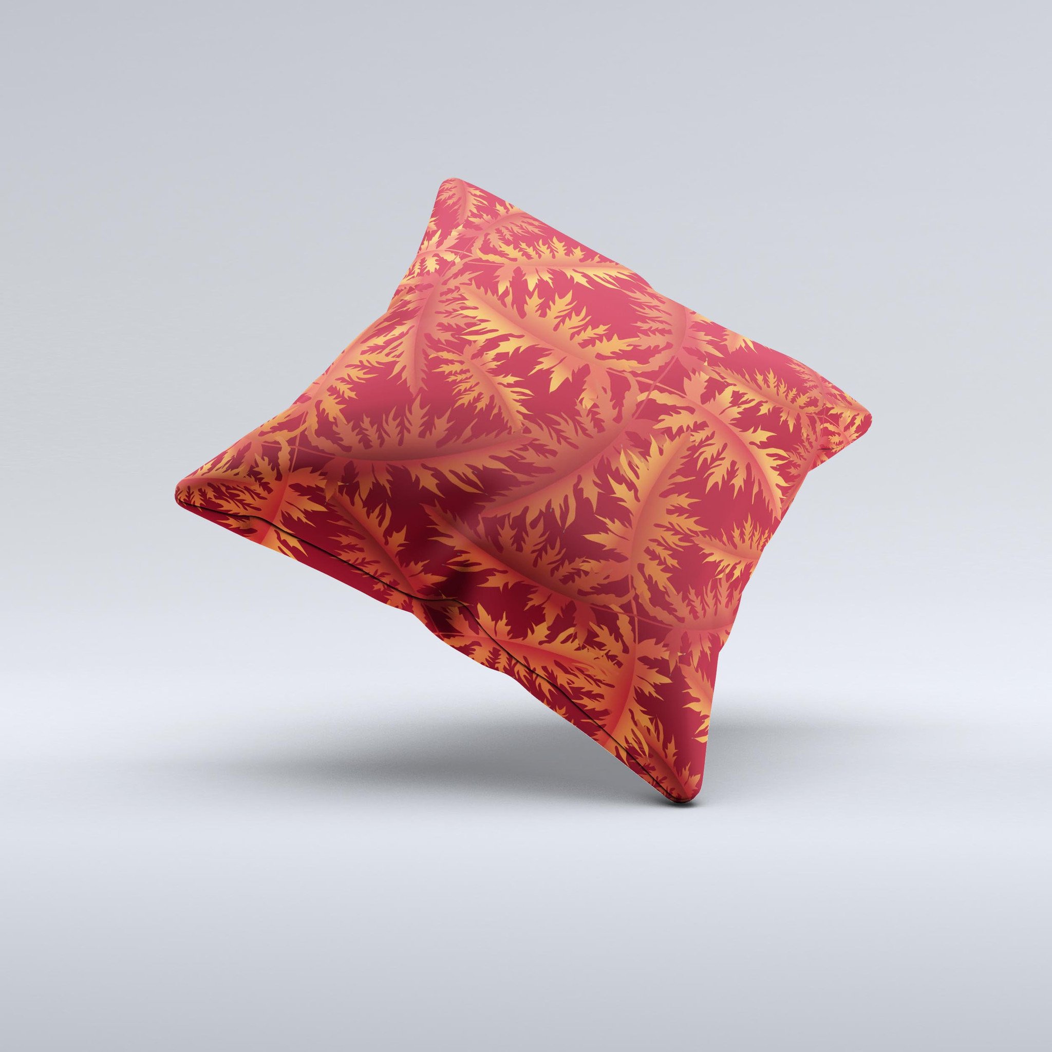 Vector Fall Red Branches decorative throw pillow with vibrant red branches on a soft fabric background, handcrafted in Virginia.