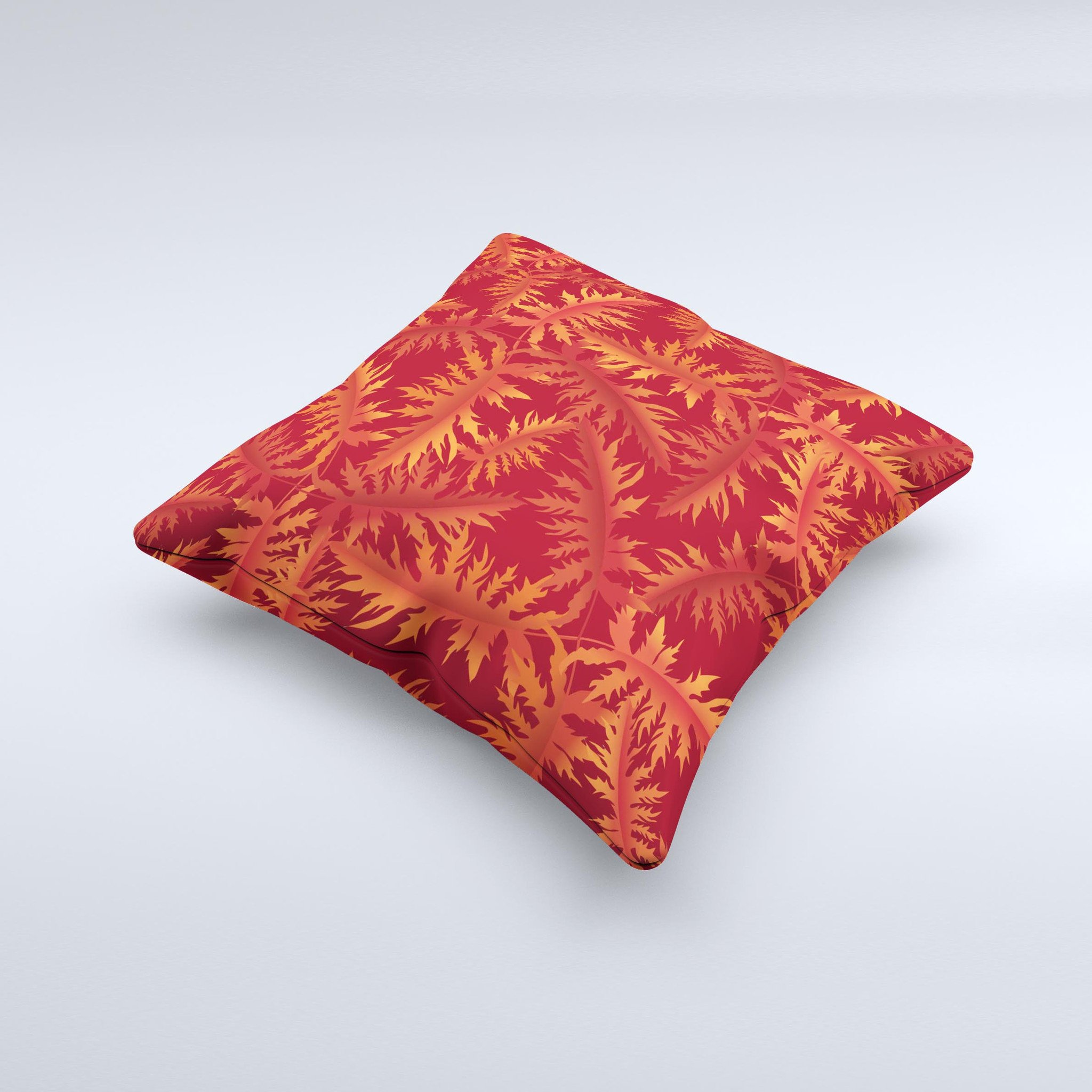 Vector Fall Red Branches decorative throw pillow with vibrant red branches on a soft fabric background, handcrafted in Virginia.