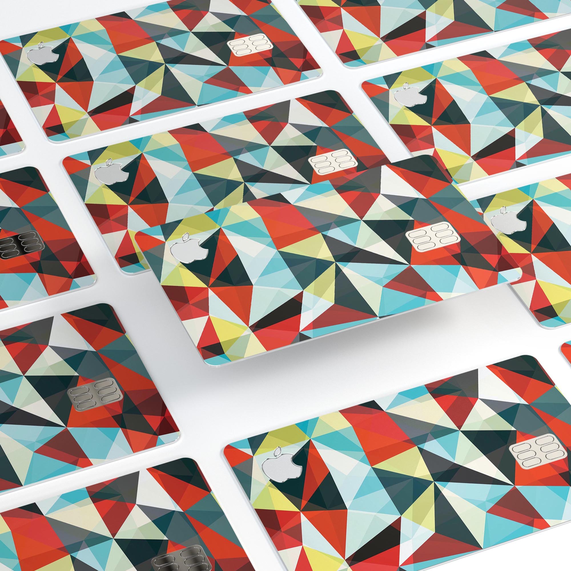 Vector Red and Blue 3D Triangular Surface decal for Apple Card, showcasing premium vinyl material and stylish design.