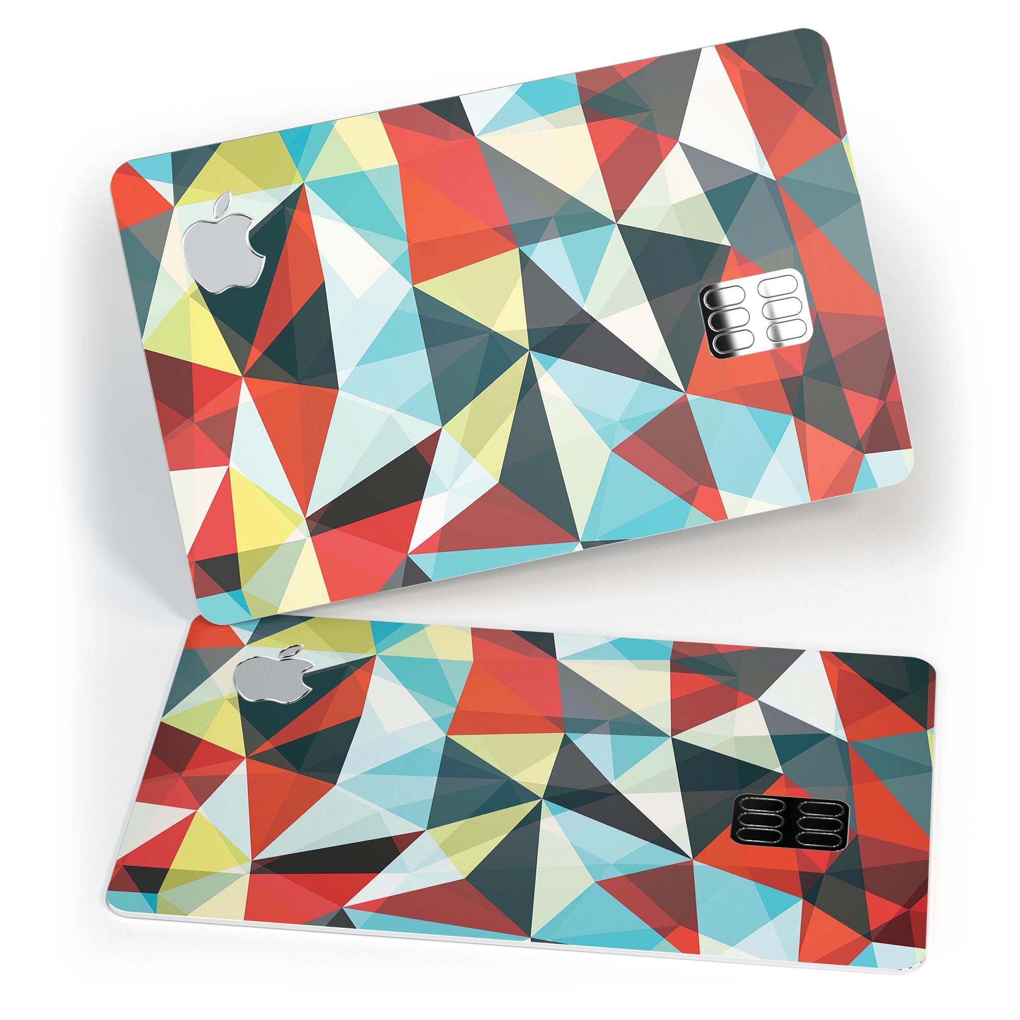 Vector Red and Blue 3D Triangular Surface decal for Apple Card, showcasing premium vinyl material and stylish design.