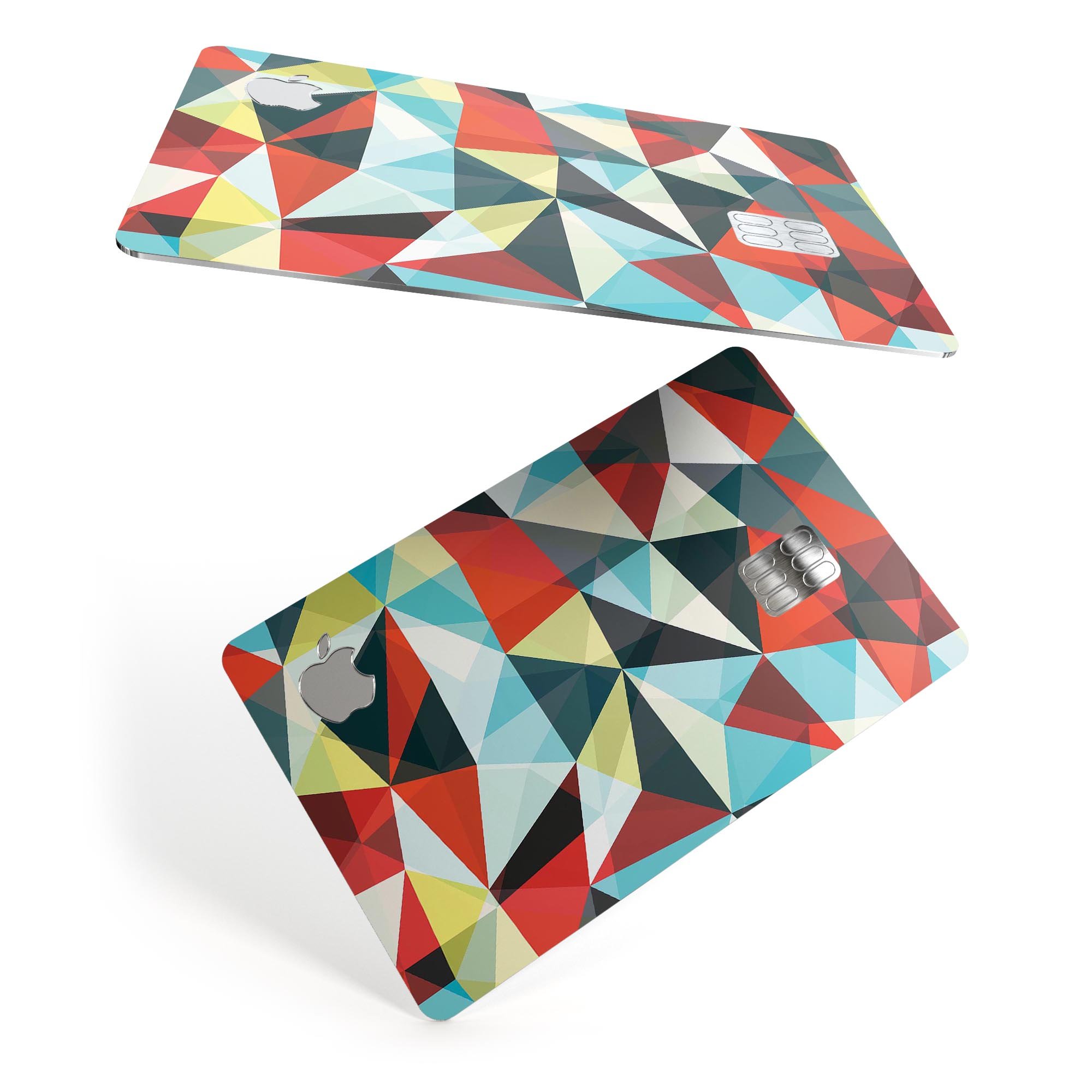 Vector Red and Blue 3D Triangular Surface decal for Apple Card, showcasing premium vinyl material and stylish design.