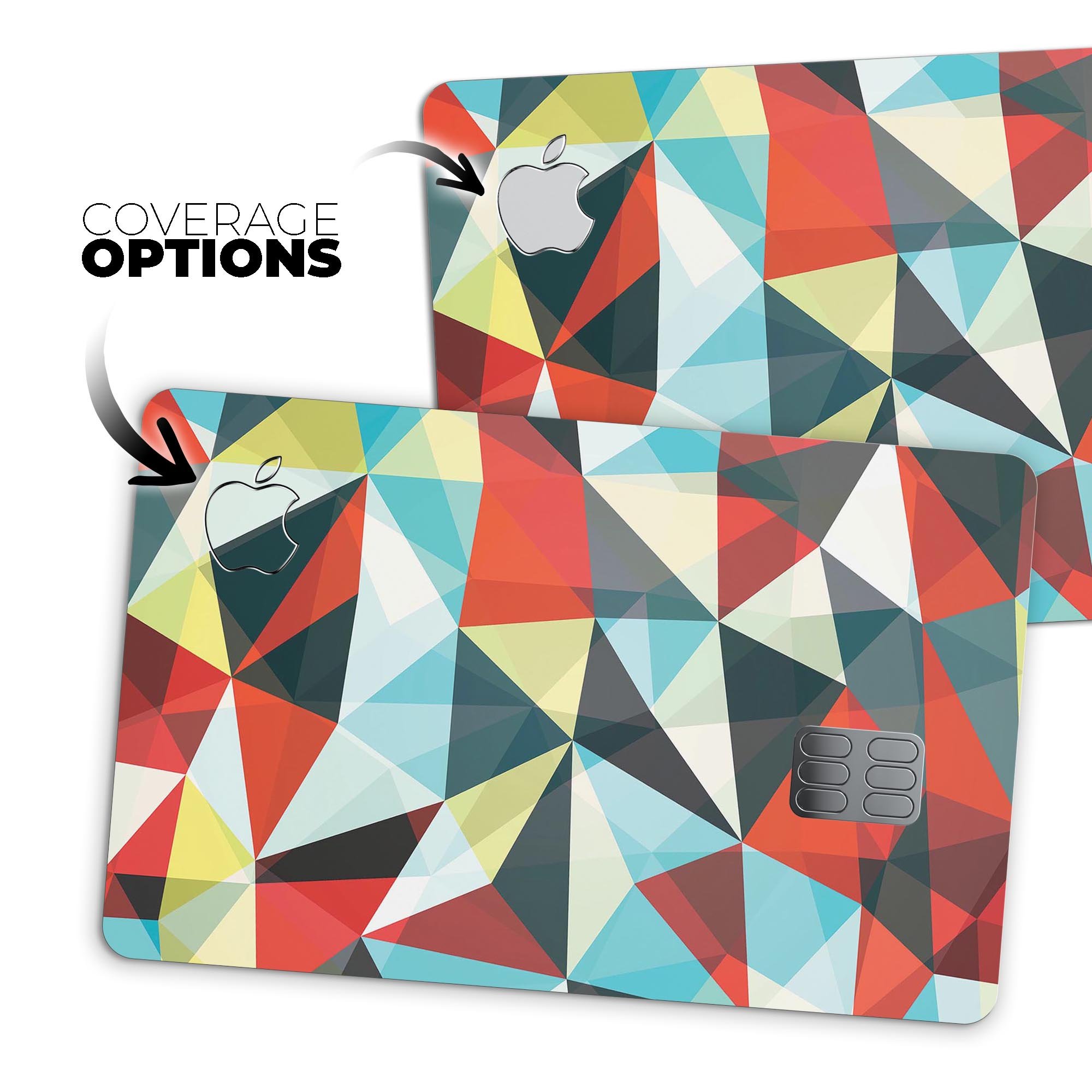 Vector Red and Blue 3D Triangular Surface decal for Apple Card, showcasing premium vinyl material and stylish design.