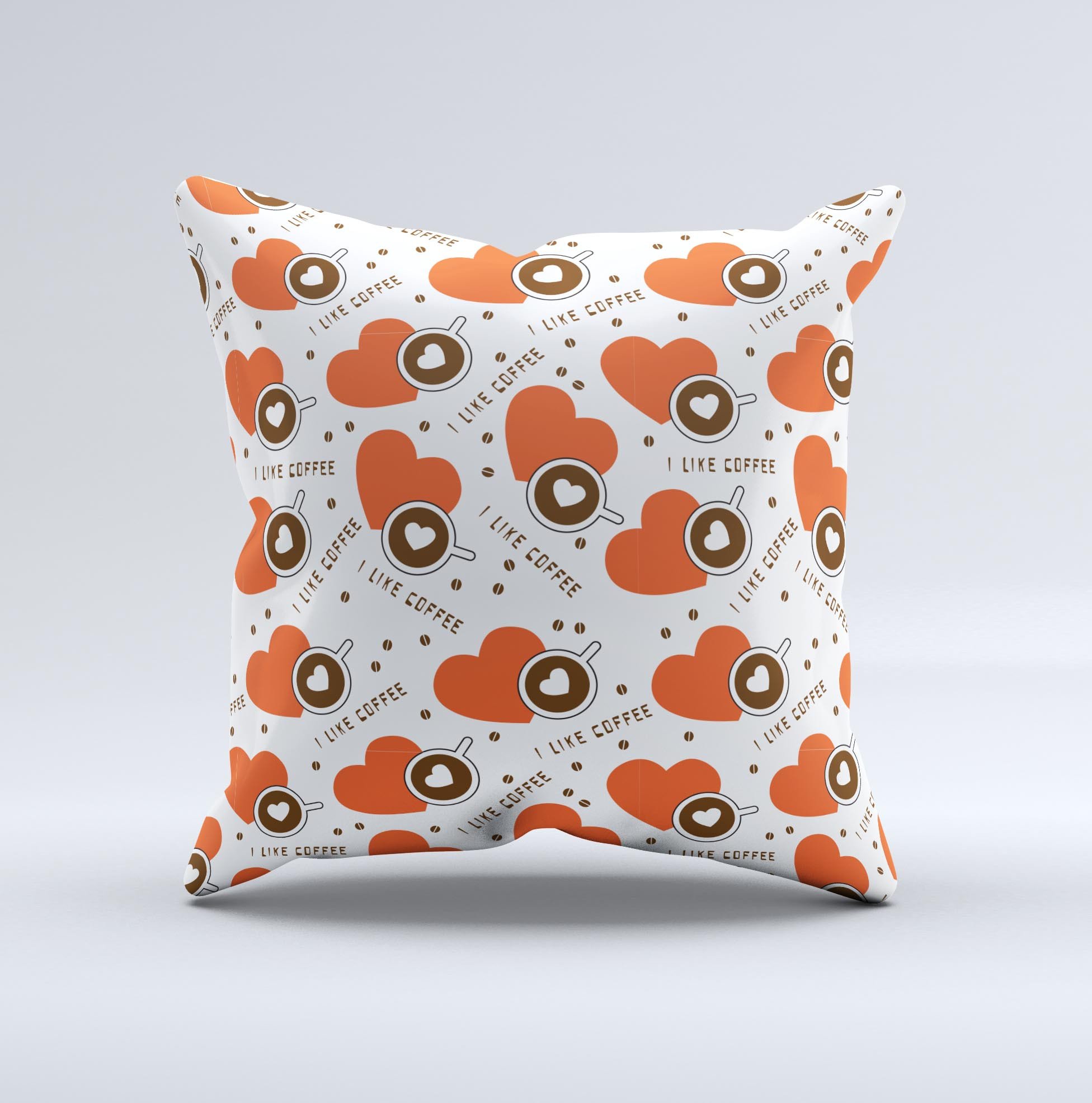 Vector Red Hearts decorative throw pillow featuring coffee mugs design, handcrafted in Virginia with high-quality materials.