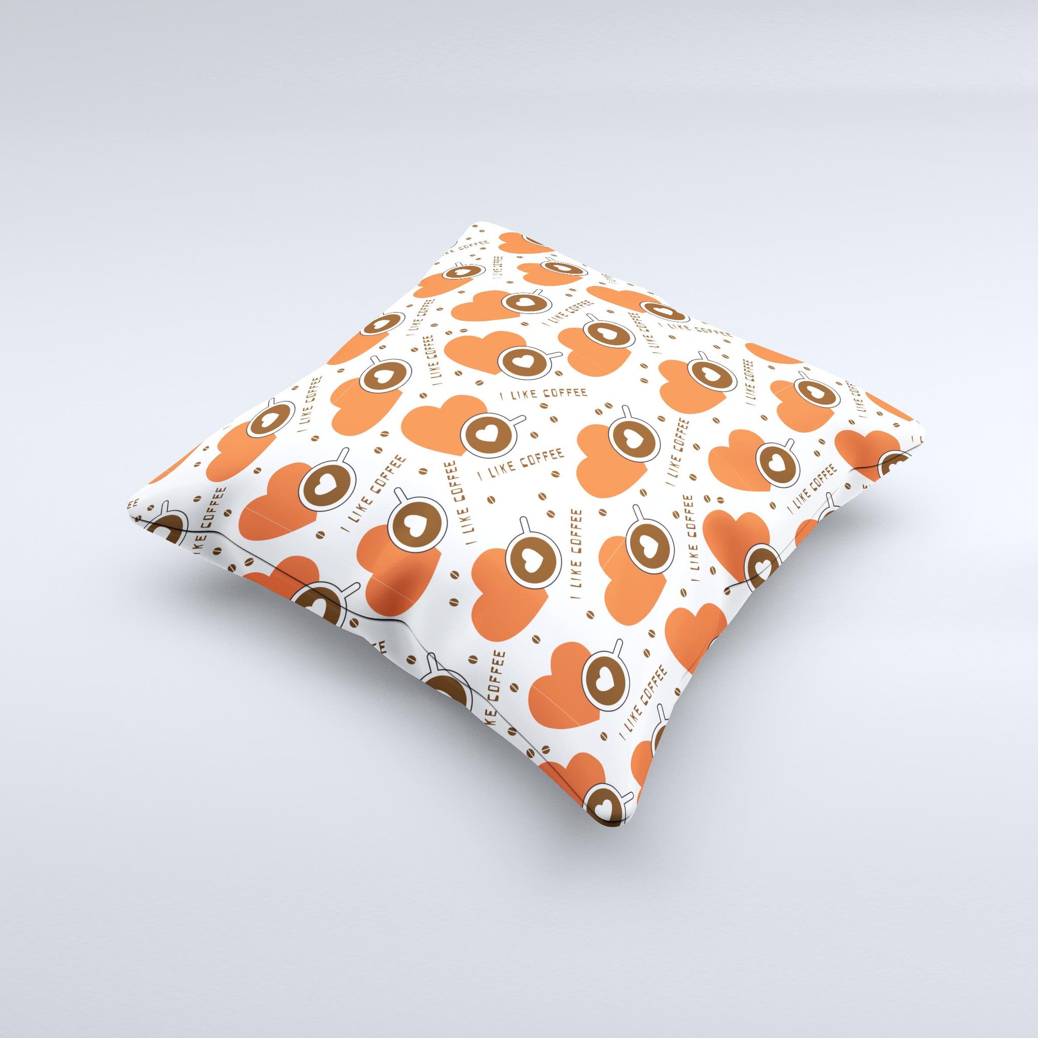 Vector Red Hearts decorative throw pillow featuring coffee mugs design, handcrafted in Virginia with high-quality materials.