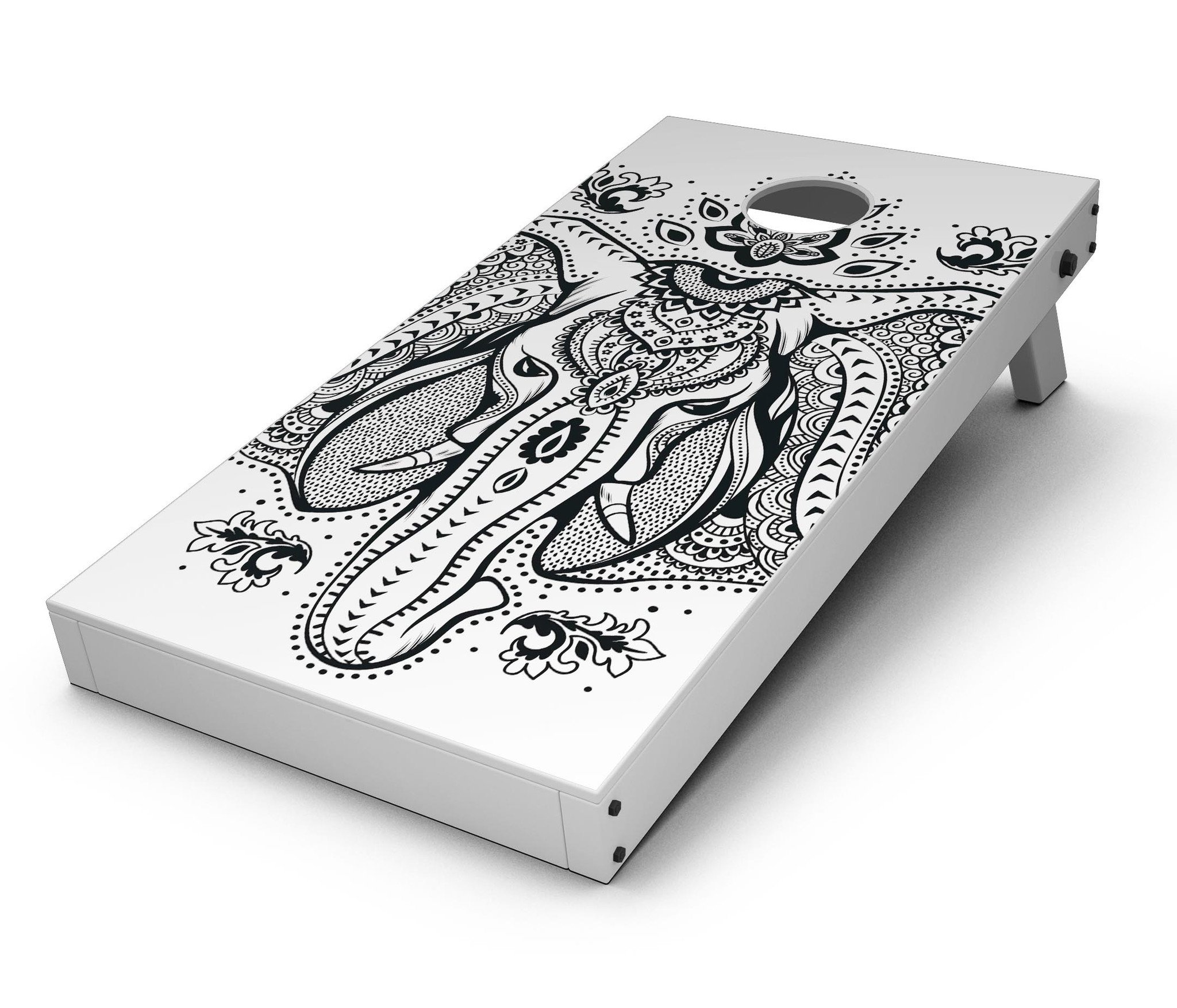 Vector Sacred Elephant CornHole Board Skin Decal Kit showcasing vibrant design for Cornhole boards.