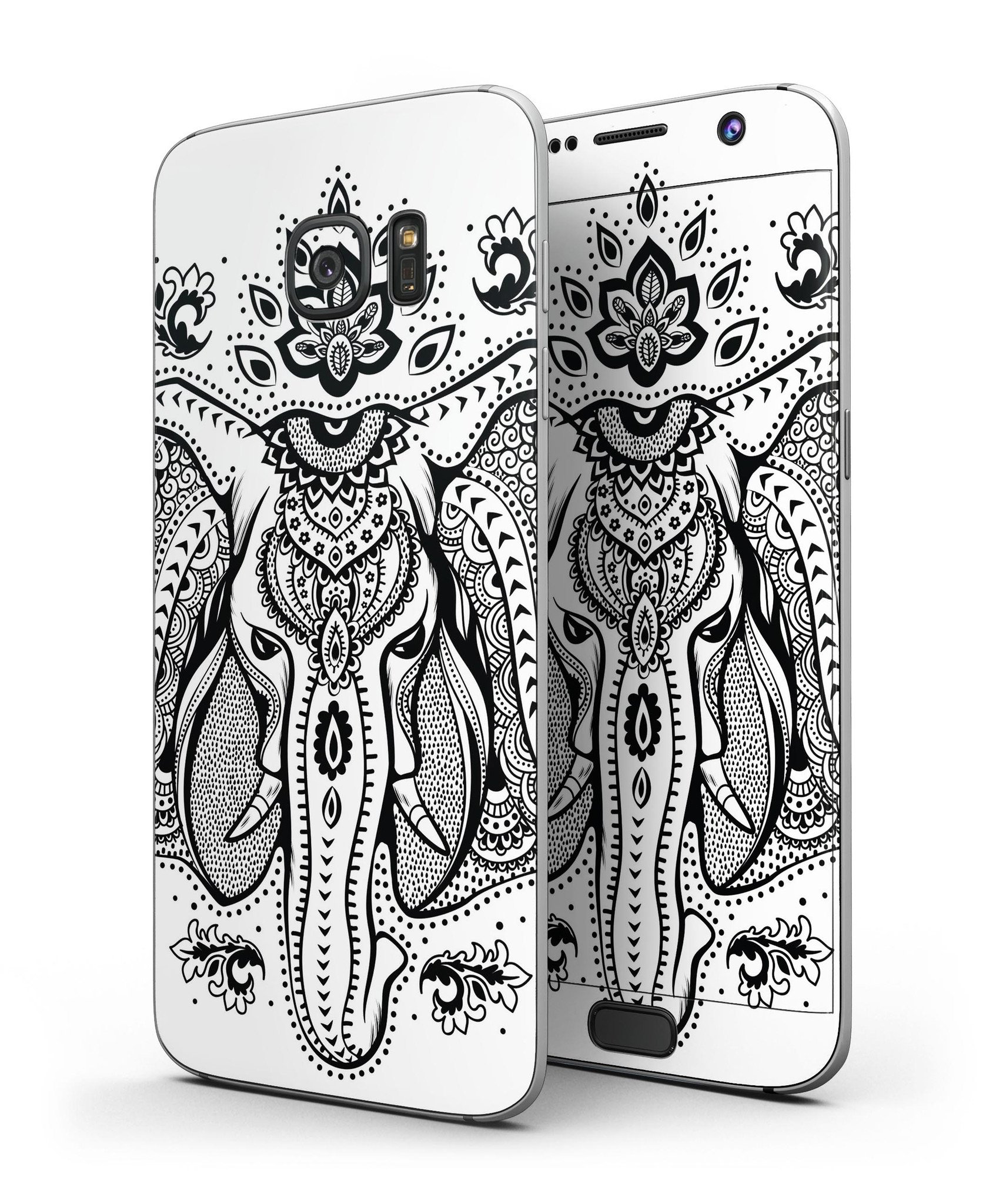Vector Sacred Elephant Full Body Skin-Kit for Samsung Galaxy S7, showcasing vibrant design and premium vinyl material.
