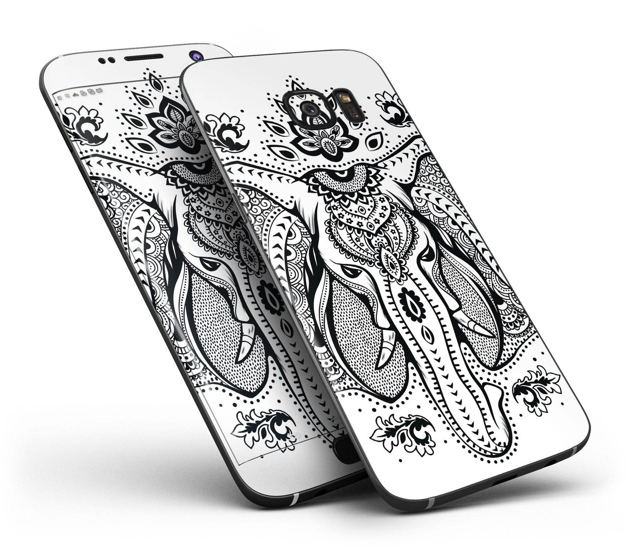 Vector Sacred Elephant Full Body Skin-Kit for Samsung Galaxy S7, showcasing vibrant design and premium vinyl material.