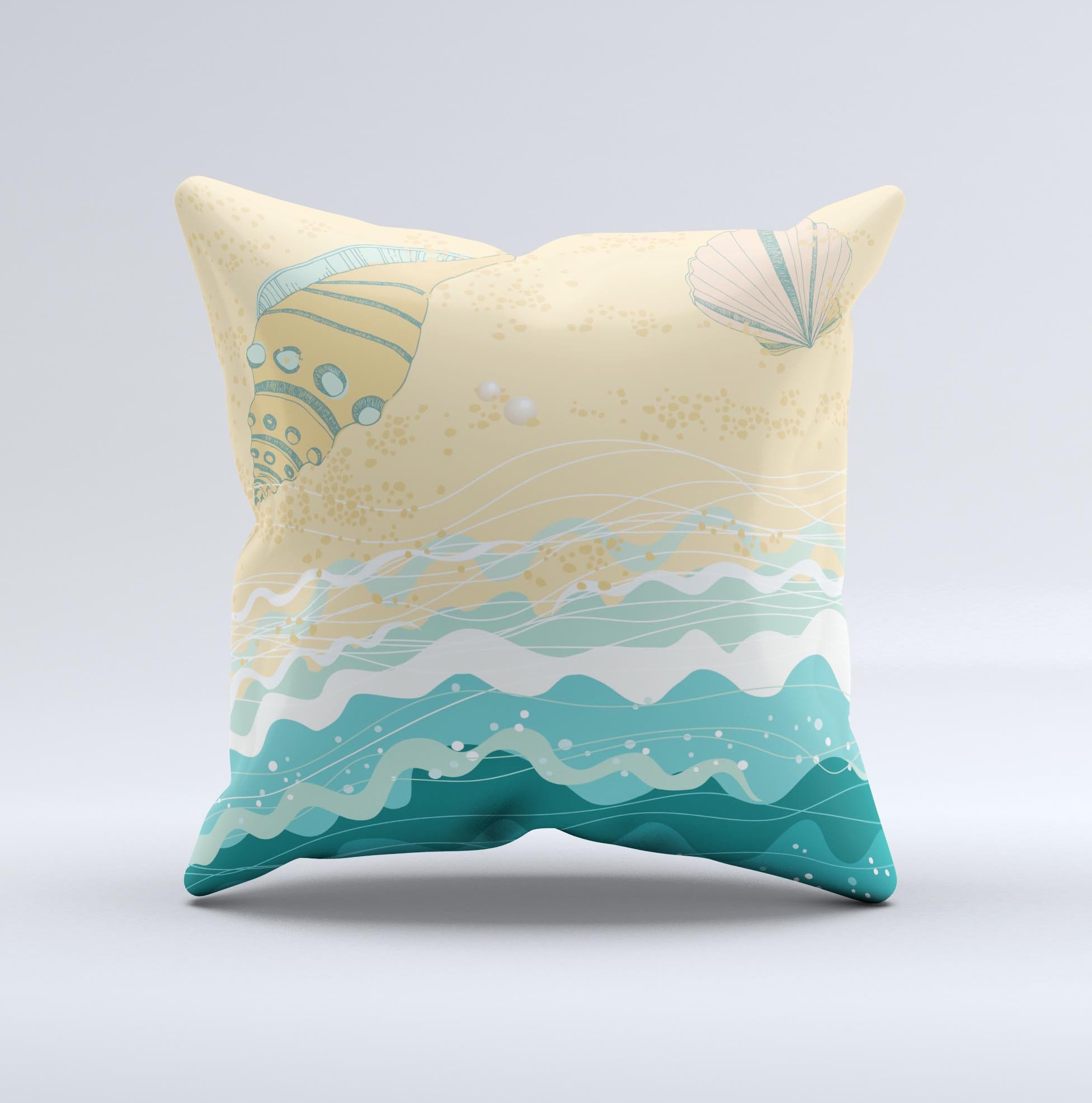 Vector SeaShore Ink-Fuzed Decorative Throw Pillow featuring unique handcrafted design and high-quality fabric.