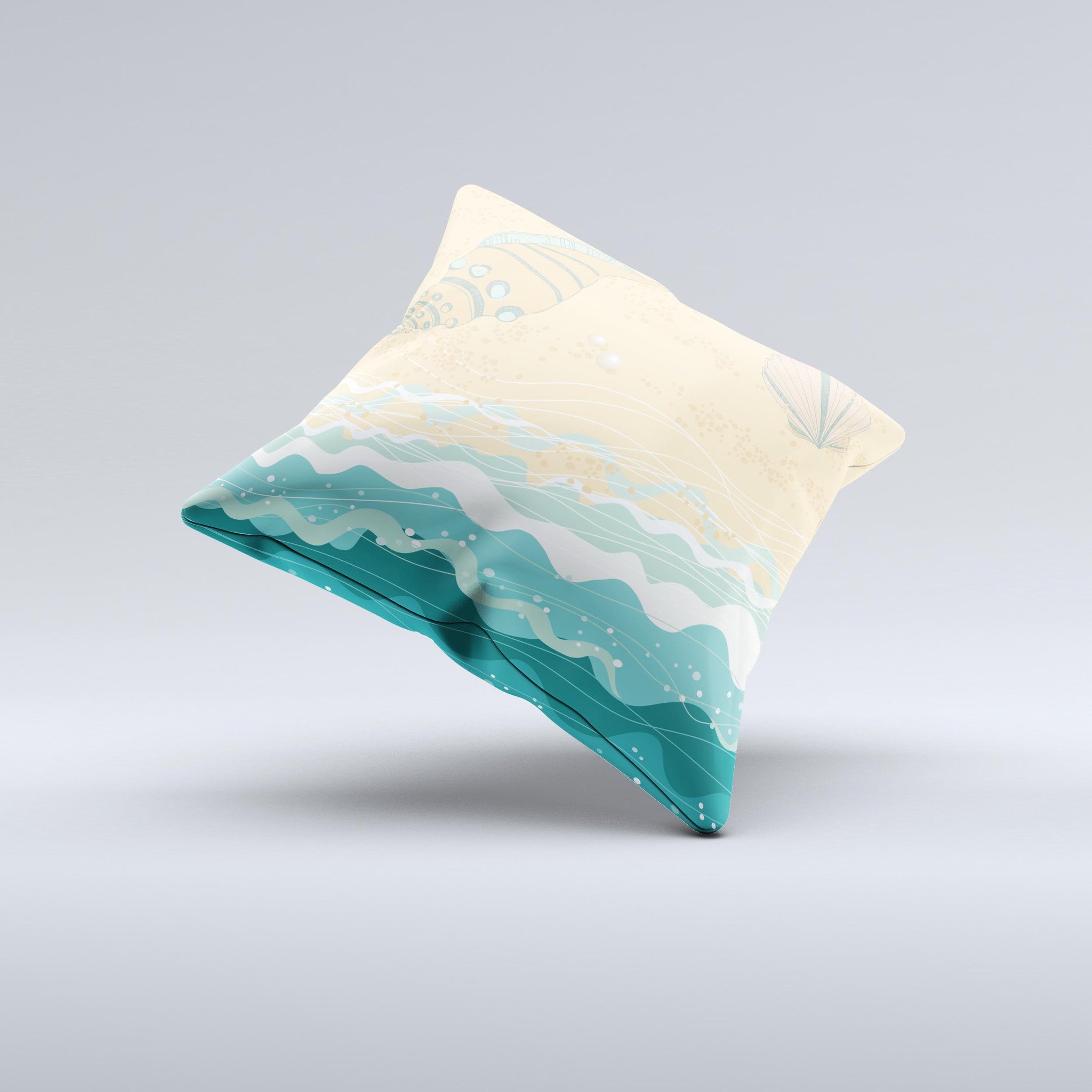 Vector SeaShore Ink-Fuzed Decorative Throw Pillow featuring unique handcrafted design and high-quality fabric.