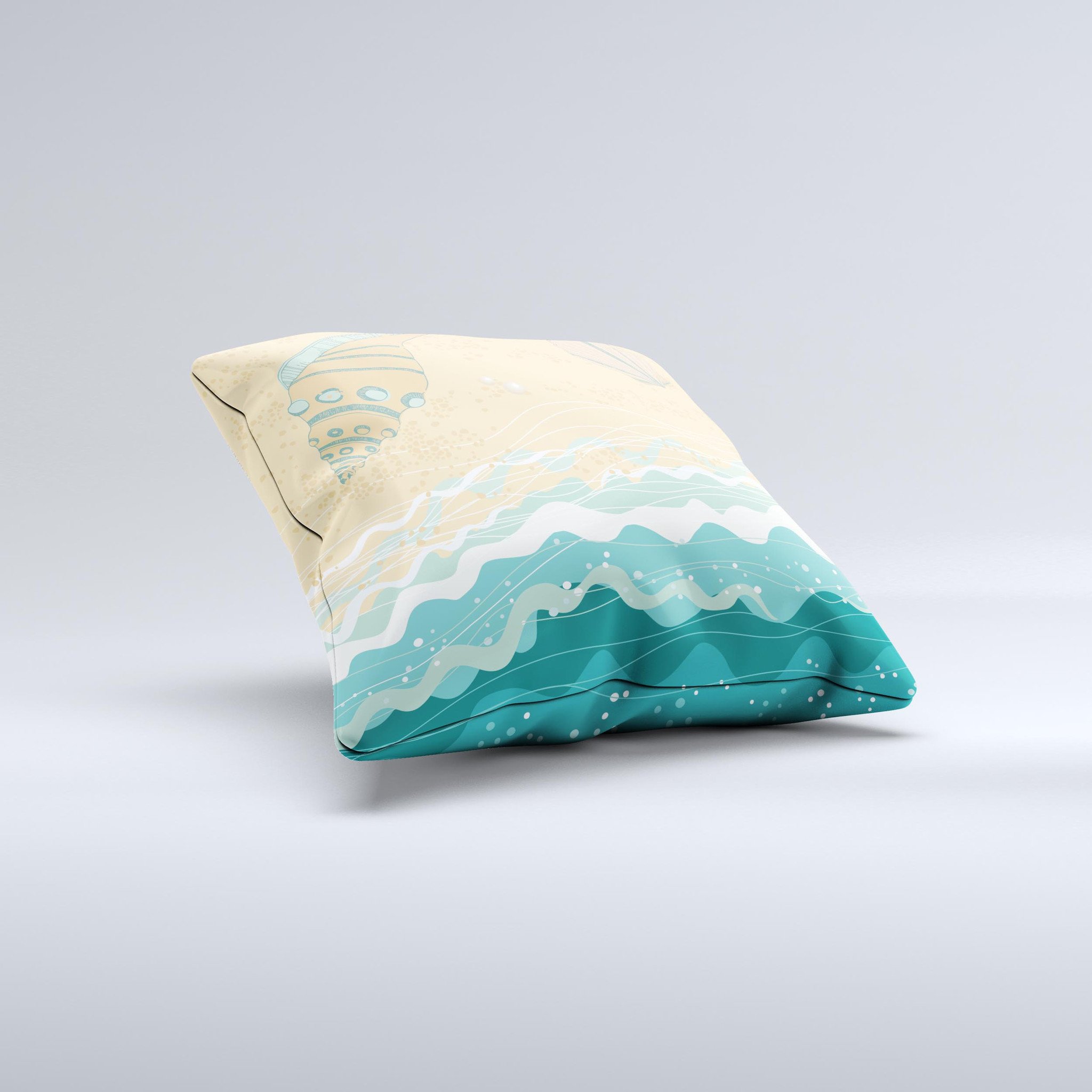 Vector SeaShore Ink-Fuzed Decorative Throw Pillow featuring unique handcrafted design and high-quality fabric.