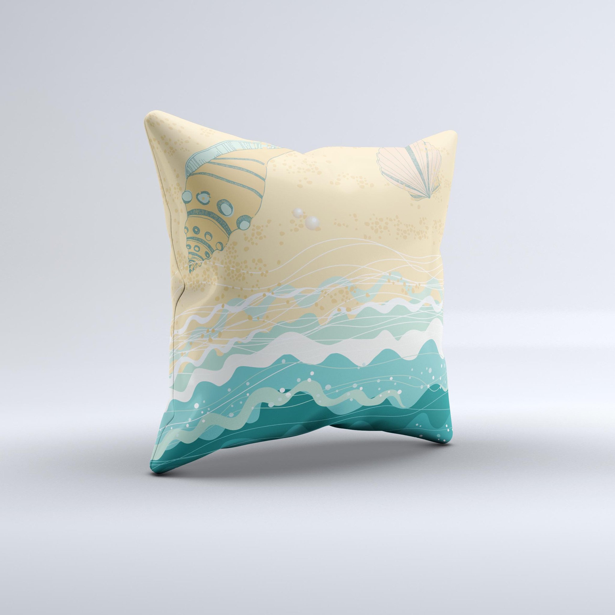 Vector SeaShore Ink-Fuzed Decorative Throw Pillow featuring unique handcrafted design and high-quality fabric.