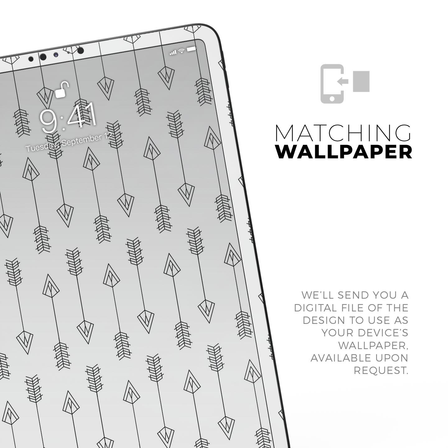 Vertical Ascending Arrows skin decal for Apple iPad, showcasing its sleek design and premium 3M material.