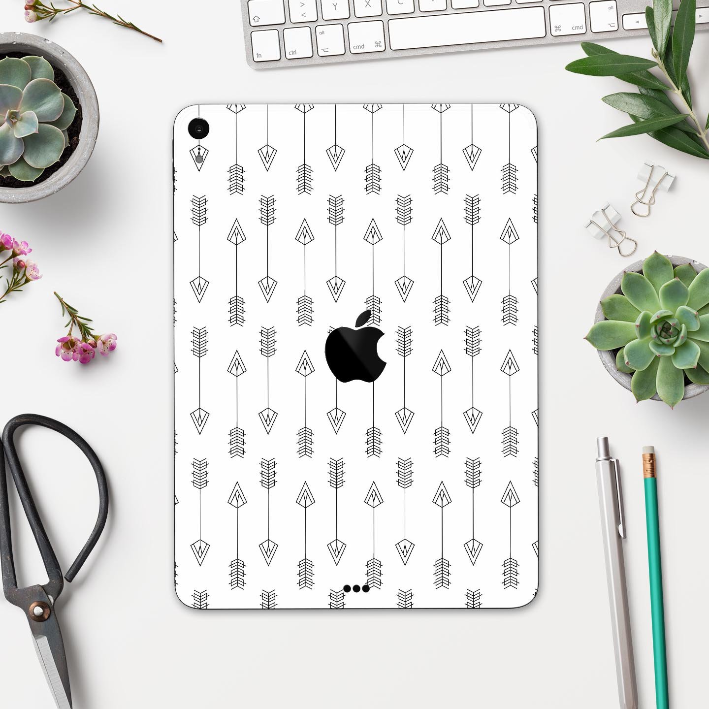 Vertical Ascending Arrows skin decal for Apple iPad, showcasing its sleek design and premium 3M material.