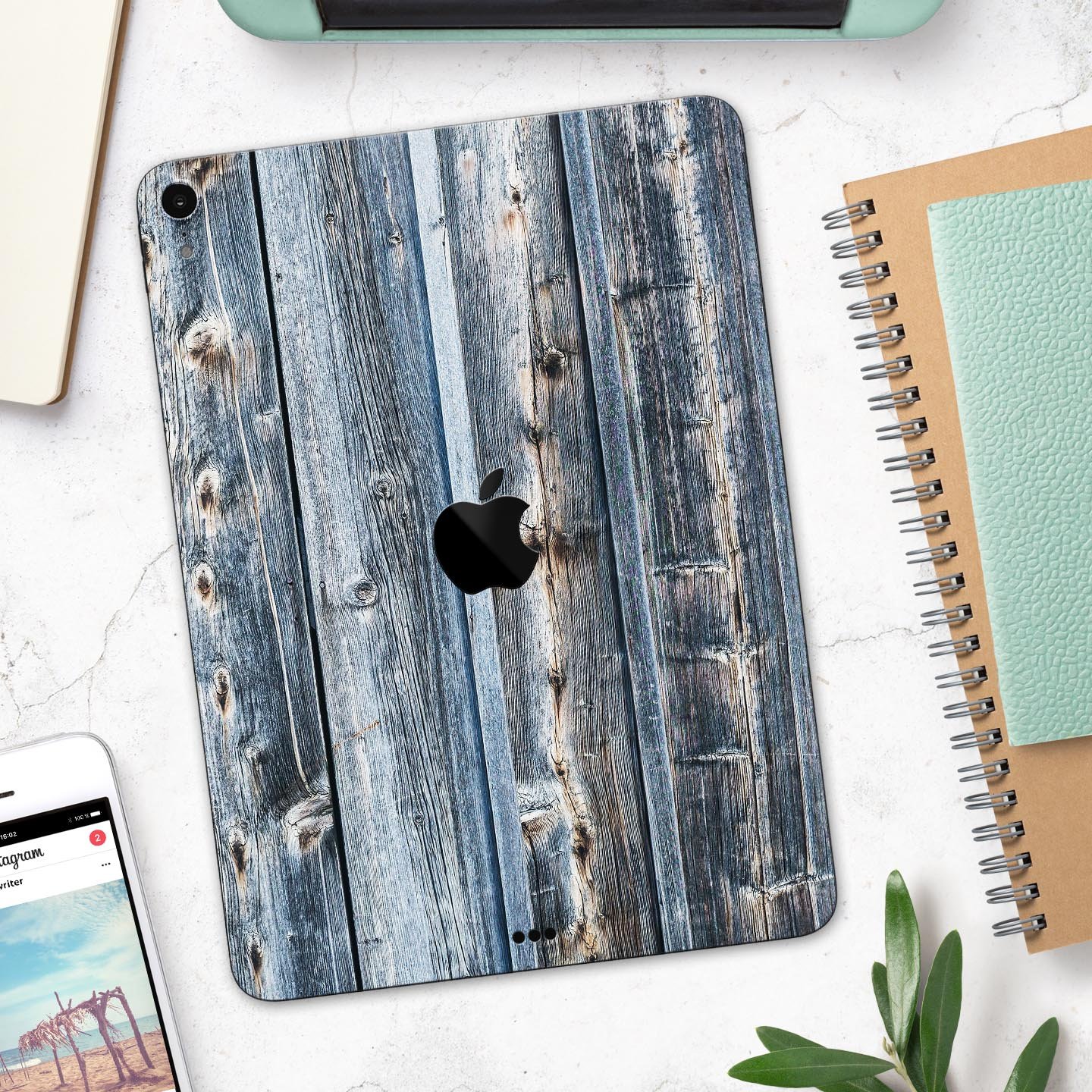 Vertical Planks of Wood skin decal for Apple iPad Pro, showcasing a stylish wood design with premium finish.
