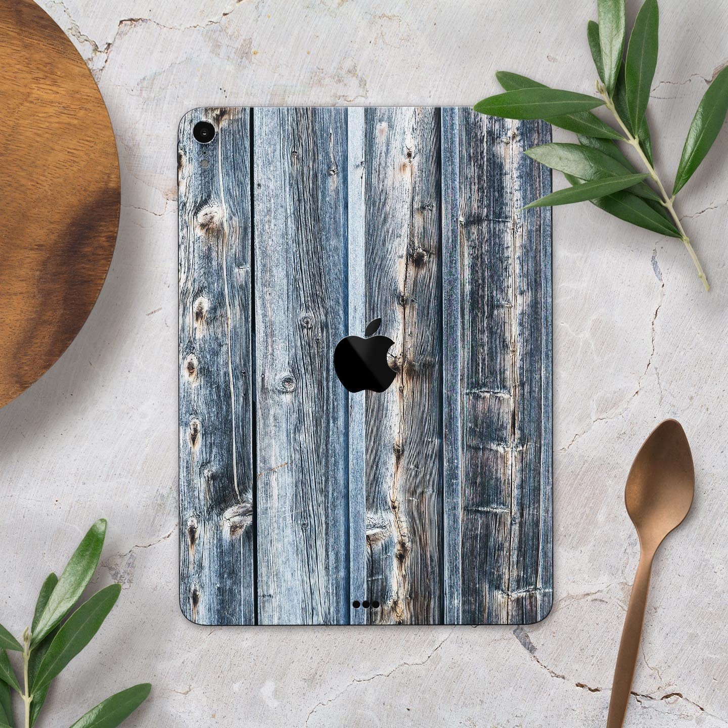 Vertical Planks of Wood skin decal for Apple iPad Pro, showcasing a stylish wood design with premium finish.