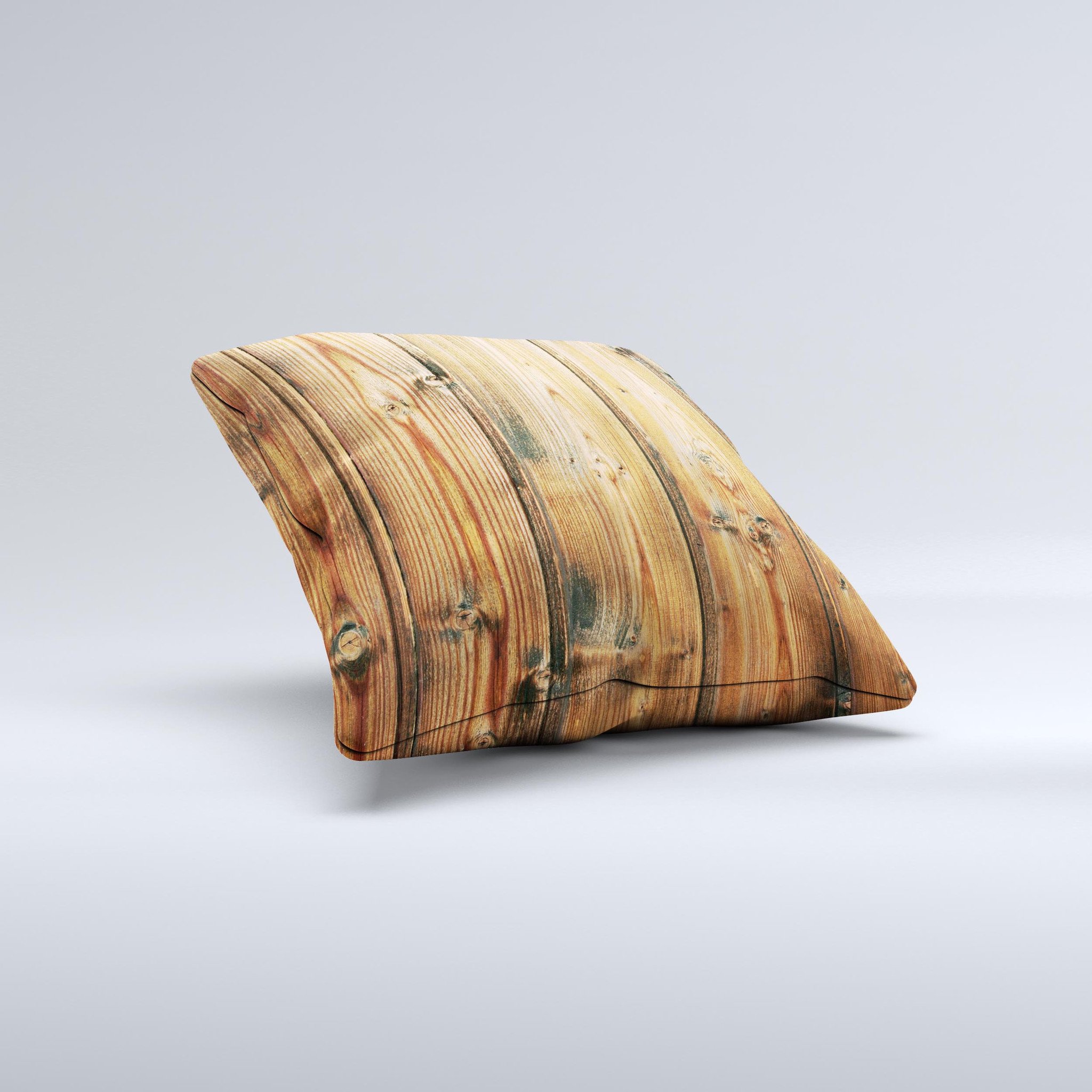 Vertical Raw Aged Wood Planks Ink-Fuzed Decorative Throw Pillow showcasing a unique design with a rustic wood pattern, handcrafted in Virginia.