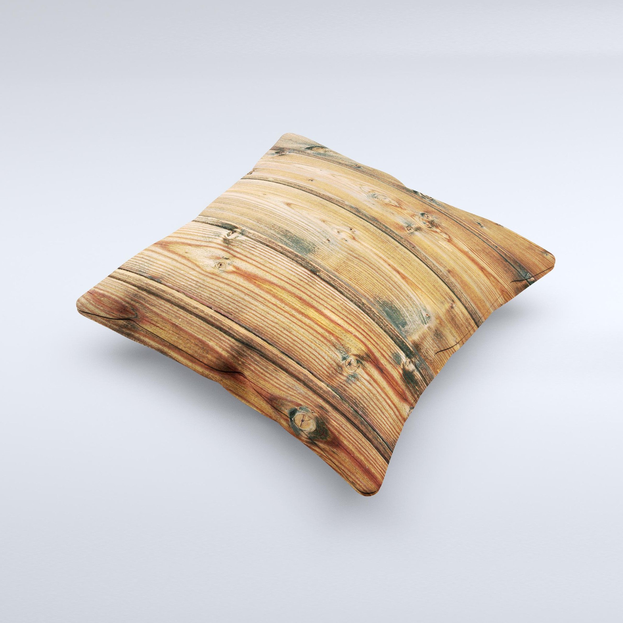 Vertical Raw Aged Wood Planks Ink-Fuzed Decorative Throw Pillow showcasing a unique design with a rustic wood pattern, handcrafted in Virginia.
