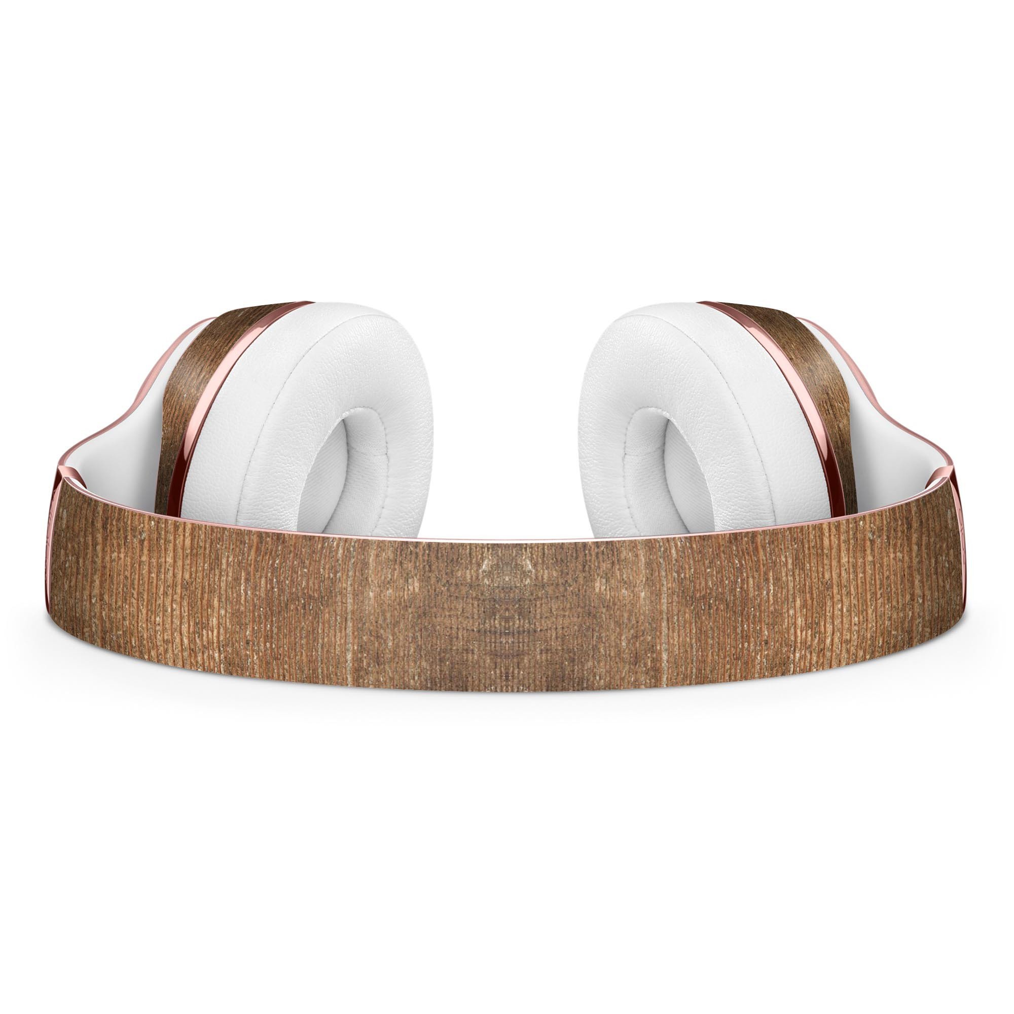 Vertical Weathered Woodgrain Full-Body Skin Kit designed for Beats by Dre Solo 3 Wireless Headphones, showcasing a stylish woodgrain pattern.