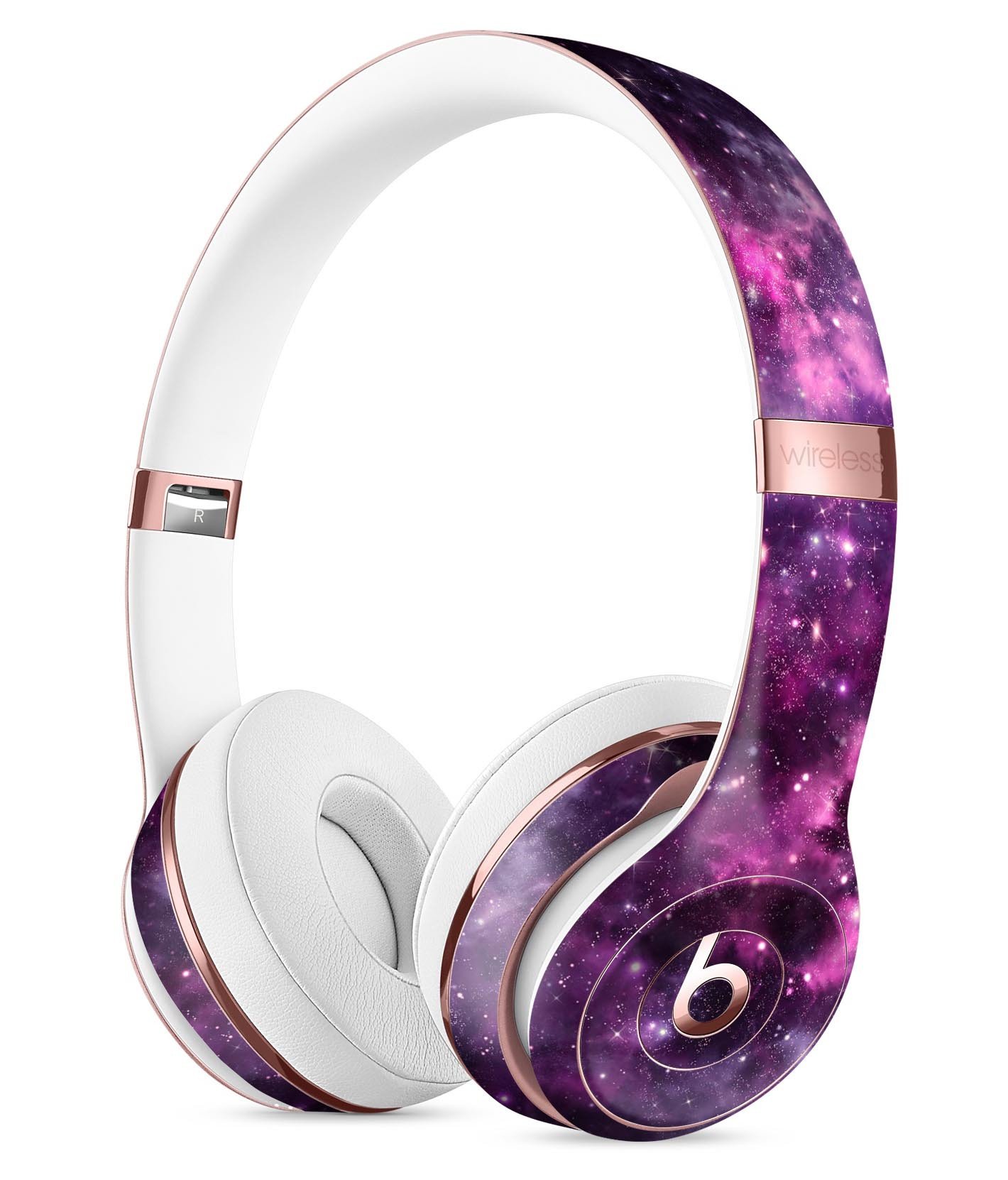 Vibrant purple deep space skin kit for Beats by Dre Solo 3 Wireless Headphones, showcasing a stylish design and precise fit.