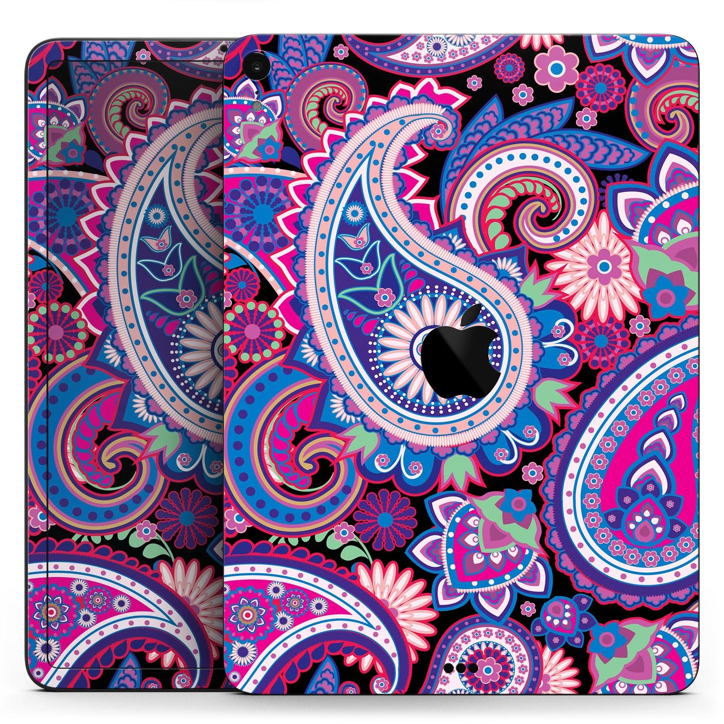 Vibrant Purple Paisley V5 skin decal for Apple iPad, showcasing intricate paisley design and premium finish.