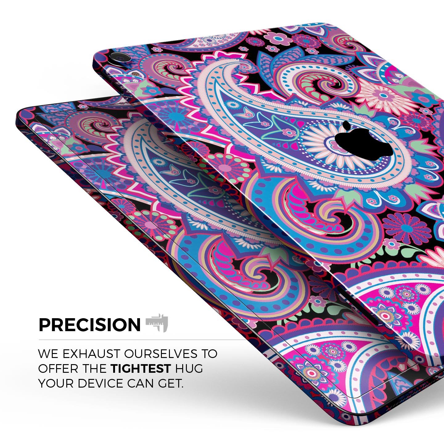 Vibrant Purple Paisley V5 skin decal for Apple iPad, showcasing intricate paisley design and premium finish.