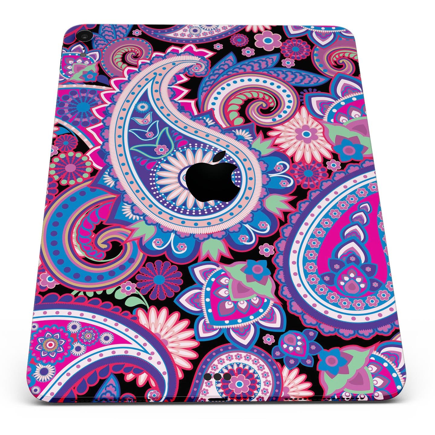 Vibrant Purple Paisley V5 skin decal for Apple iPad, showcasing intricate paisley design and premium finish.