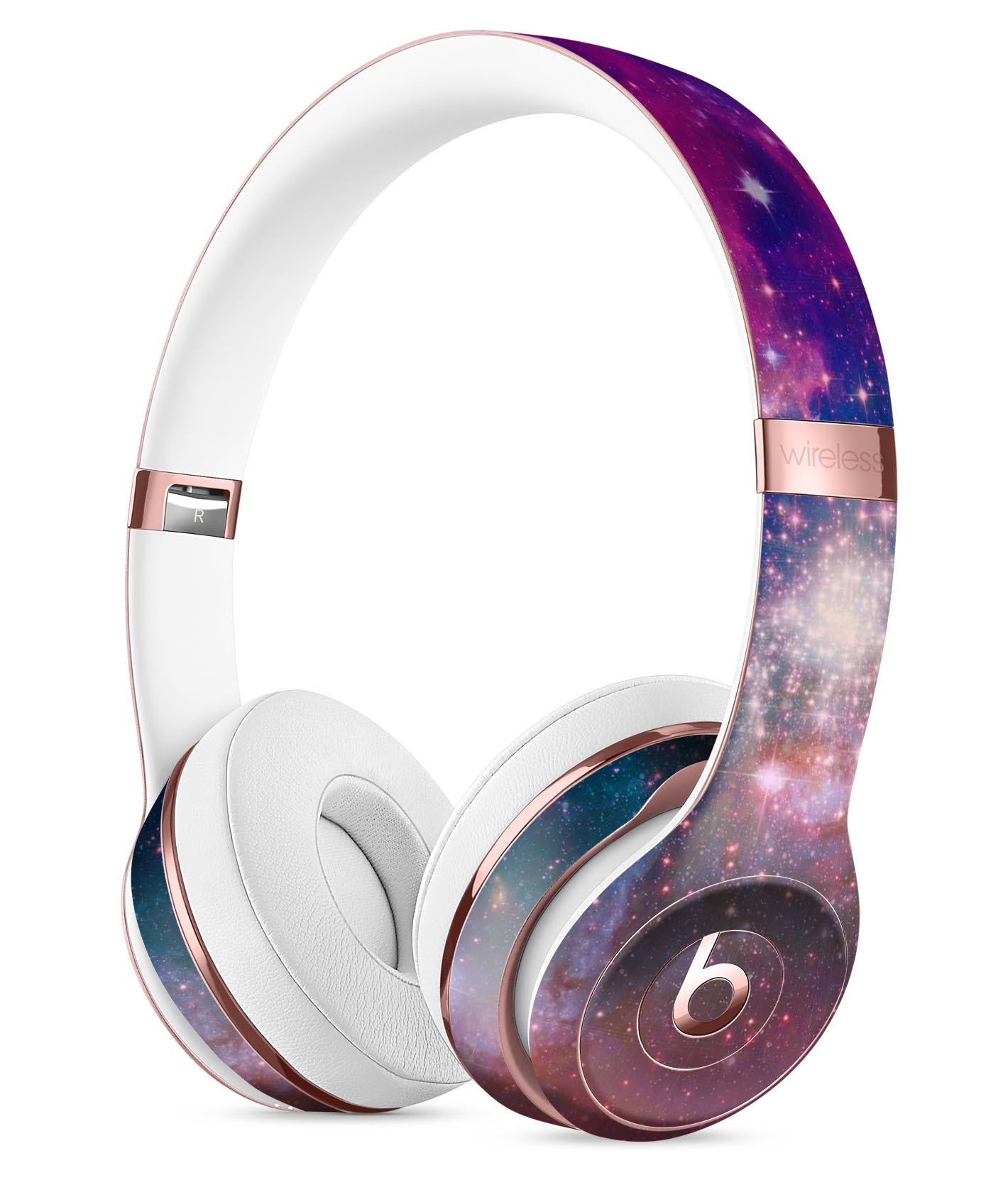 Vibrant sparkly pink skin kit for Beats by Dre Solo 3 Wireless Headphones, showcasing a stylish design and premium vinyl material.