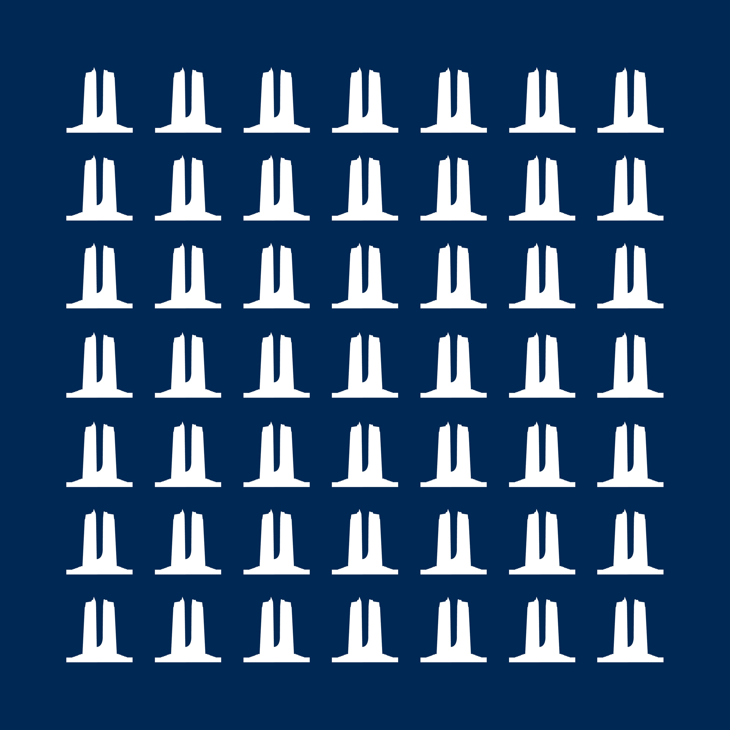 Vimy Monument Blue Pocket Square featuring the Vimy Ridge Monument on a blue background, made from 100% silk.