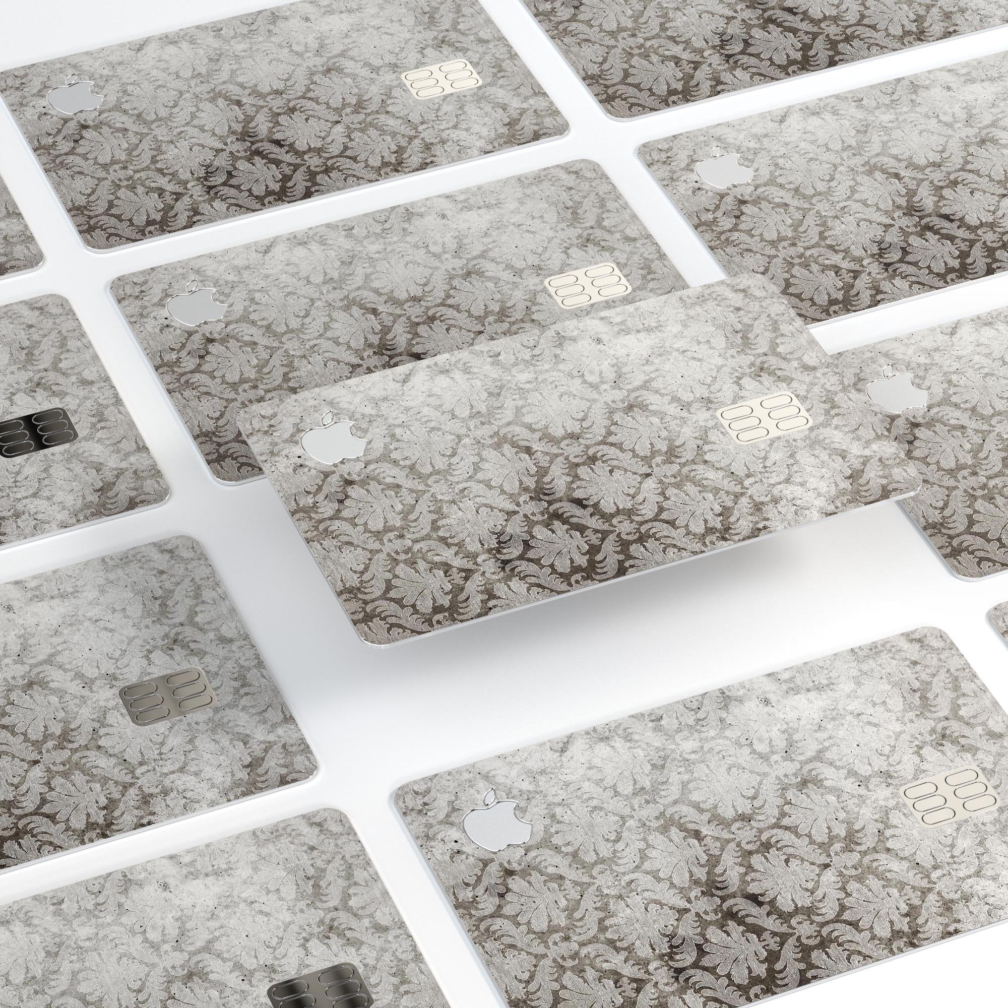 Vintage Black and White Damask Pattern decal for Apple Card, showcasing elegant design and premium quality.