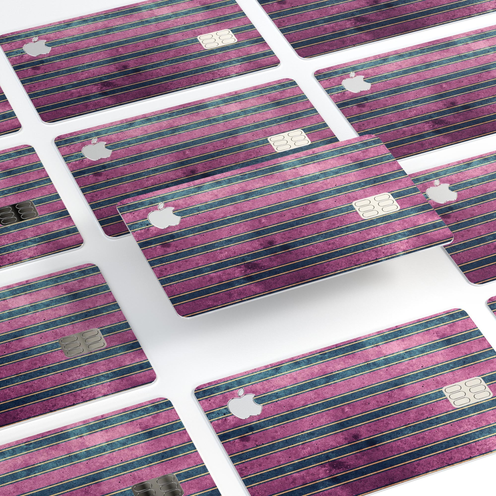 Vintage Green and Purple Vertical Stripes decal for Apple Card, showcasing its stylish design and premium quality.