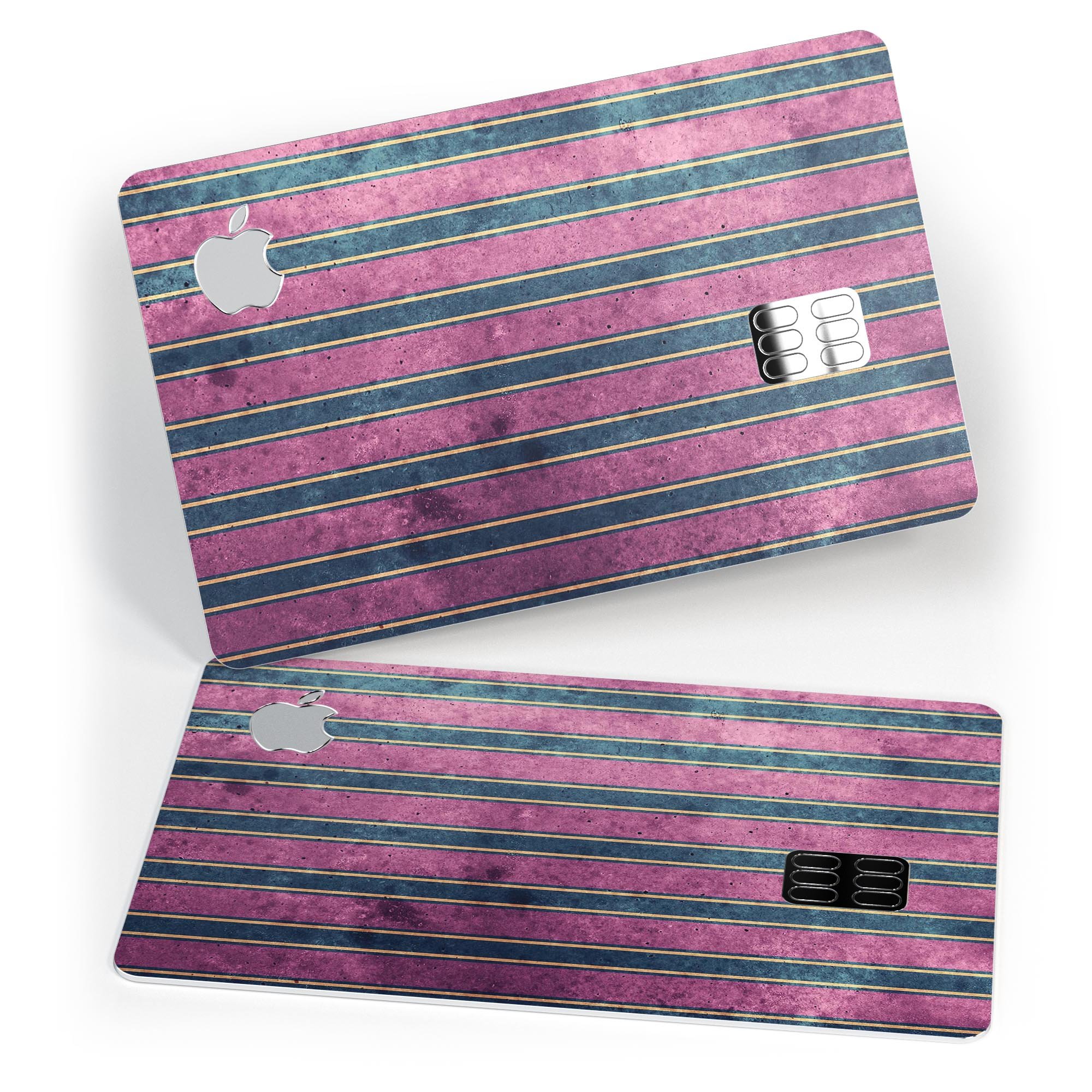 Vintage Green and Purple Vertical Stripes decal for Apple Card, showcasing its stylish design and premium quality.