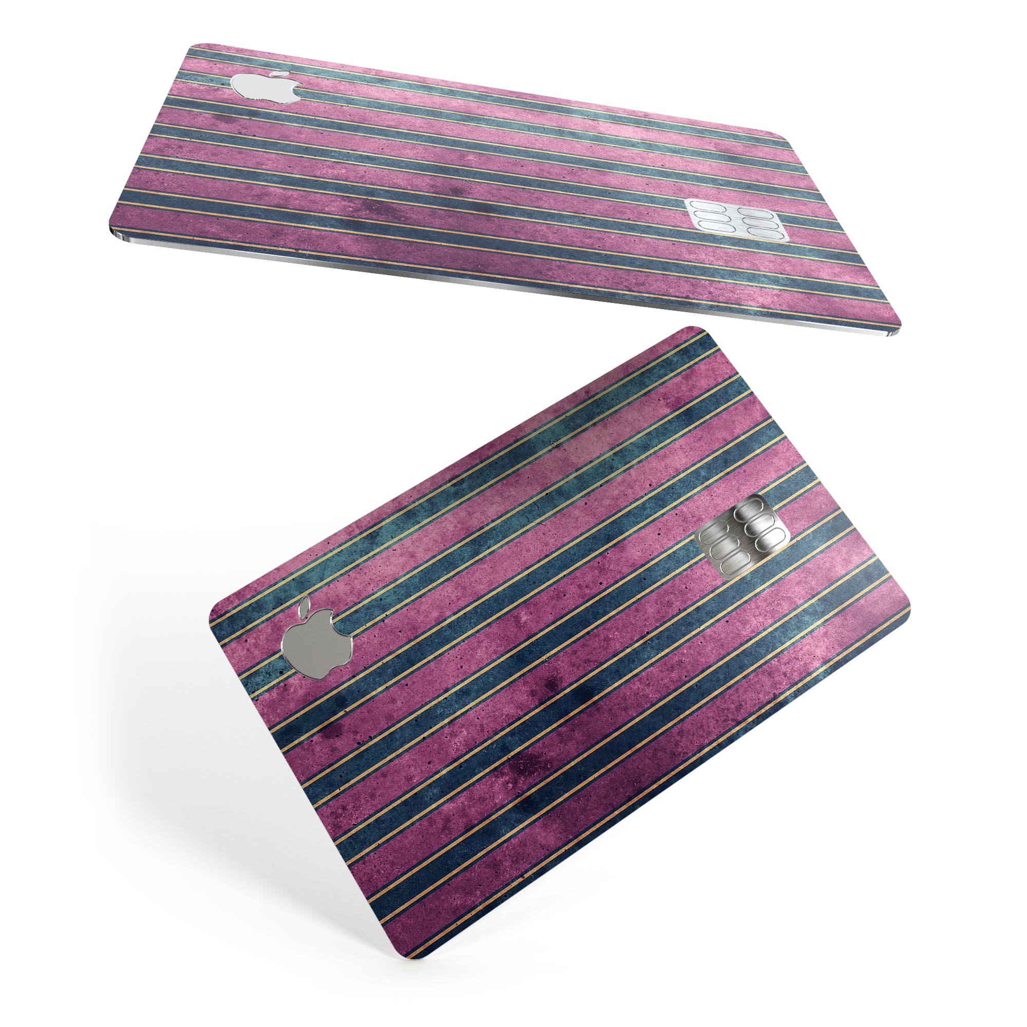 Vintage Green and Purple Vertical Stripes decal for Apple Card, showcasing its stylish design and premium quality.
