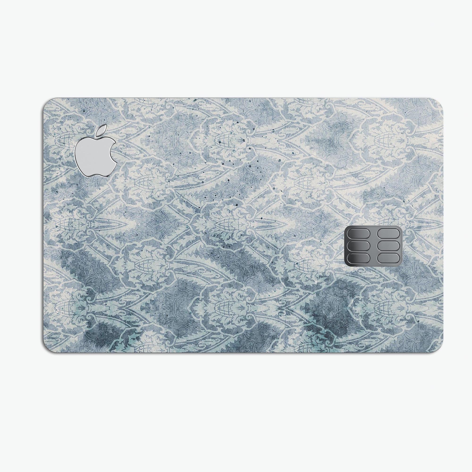 Vintage Navy Cacti Damask Pattern skin for Apple Card, showcasing intricate design and premium quality.