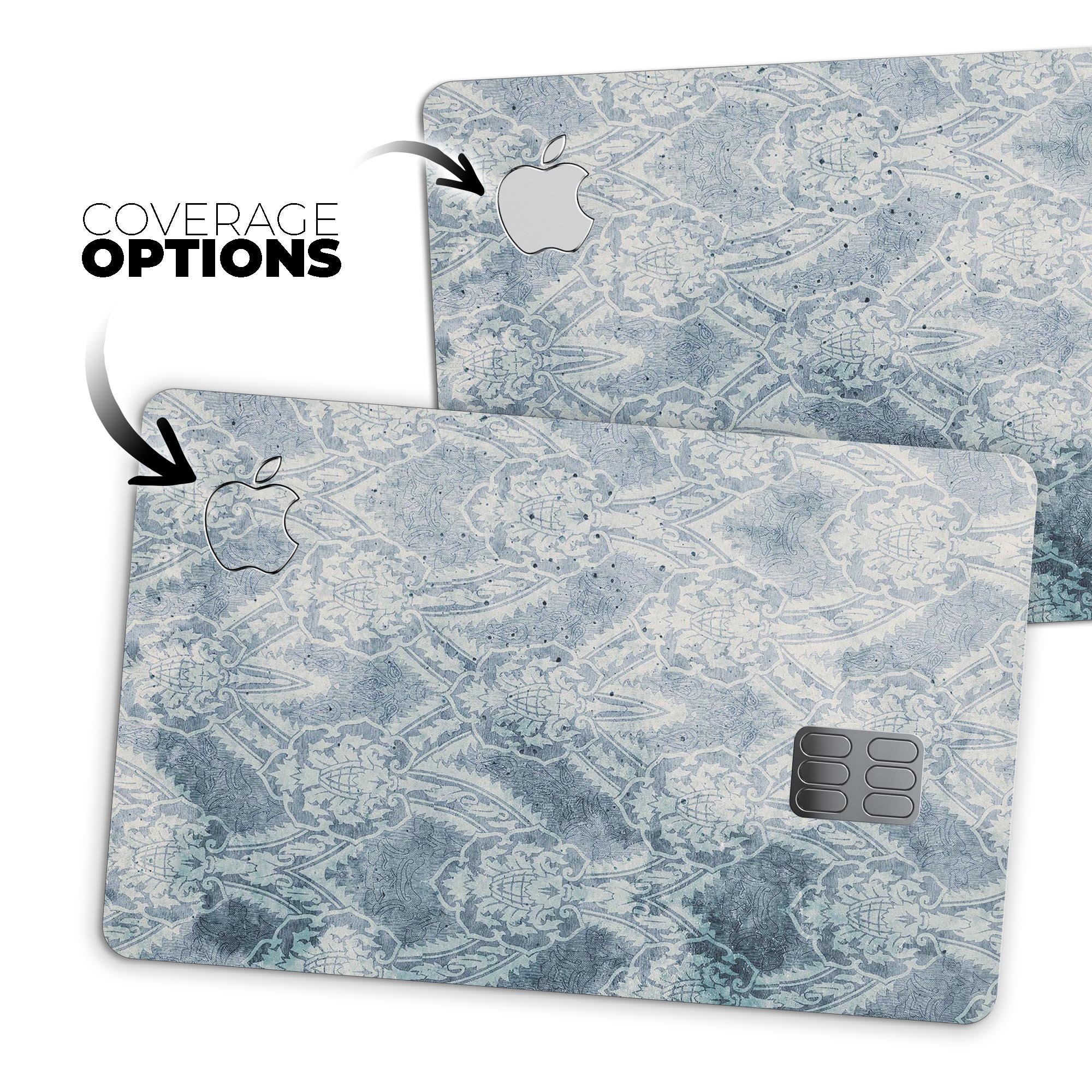 Vintage Navy Cacti Damask Pattern skin for Apple Card, showcasing intricate design and premium quality.