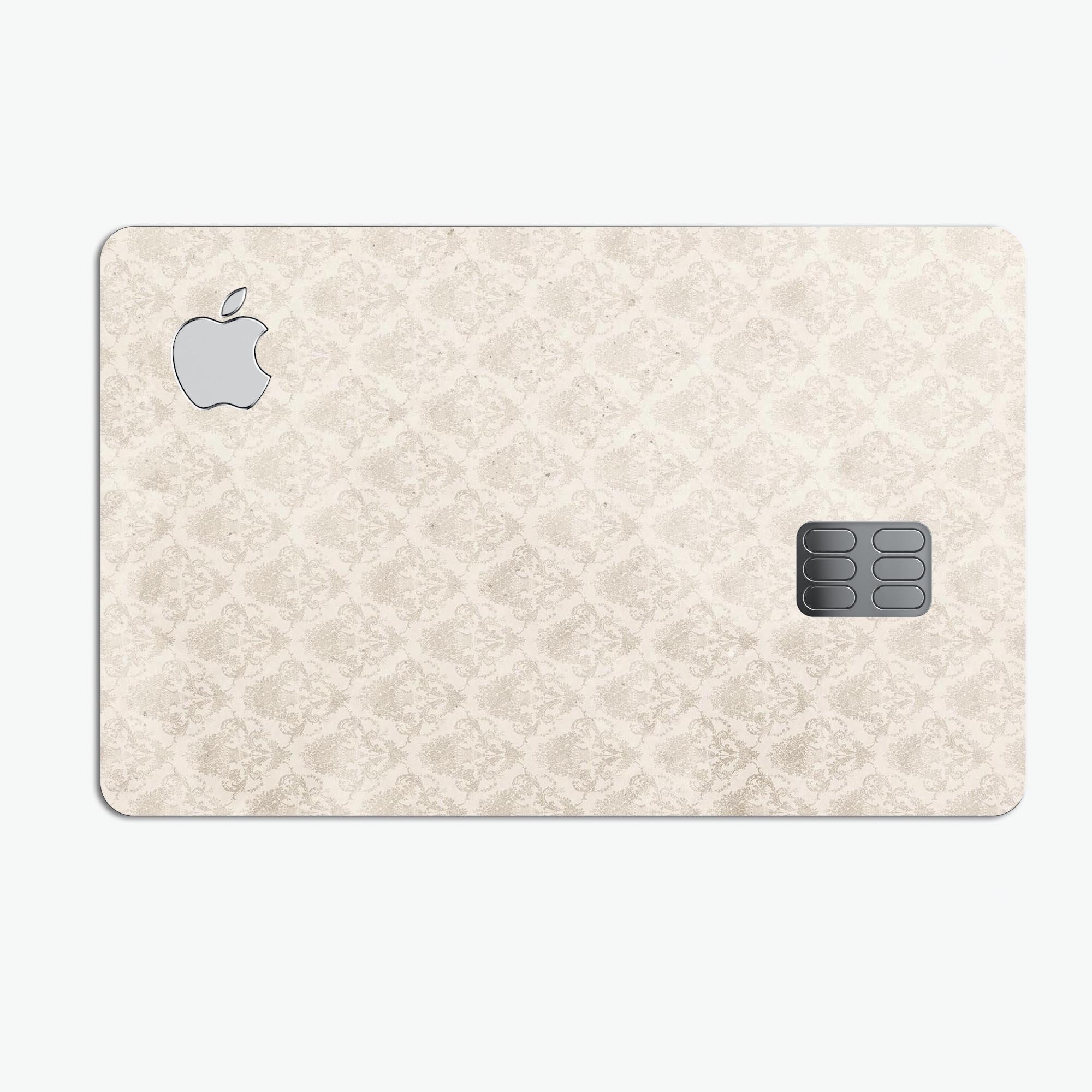 Vintage White Damask Pattern skin for Apple Card, showcasing a stylish design with protective features.
