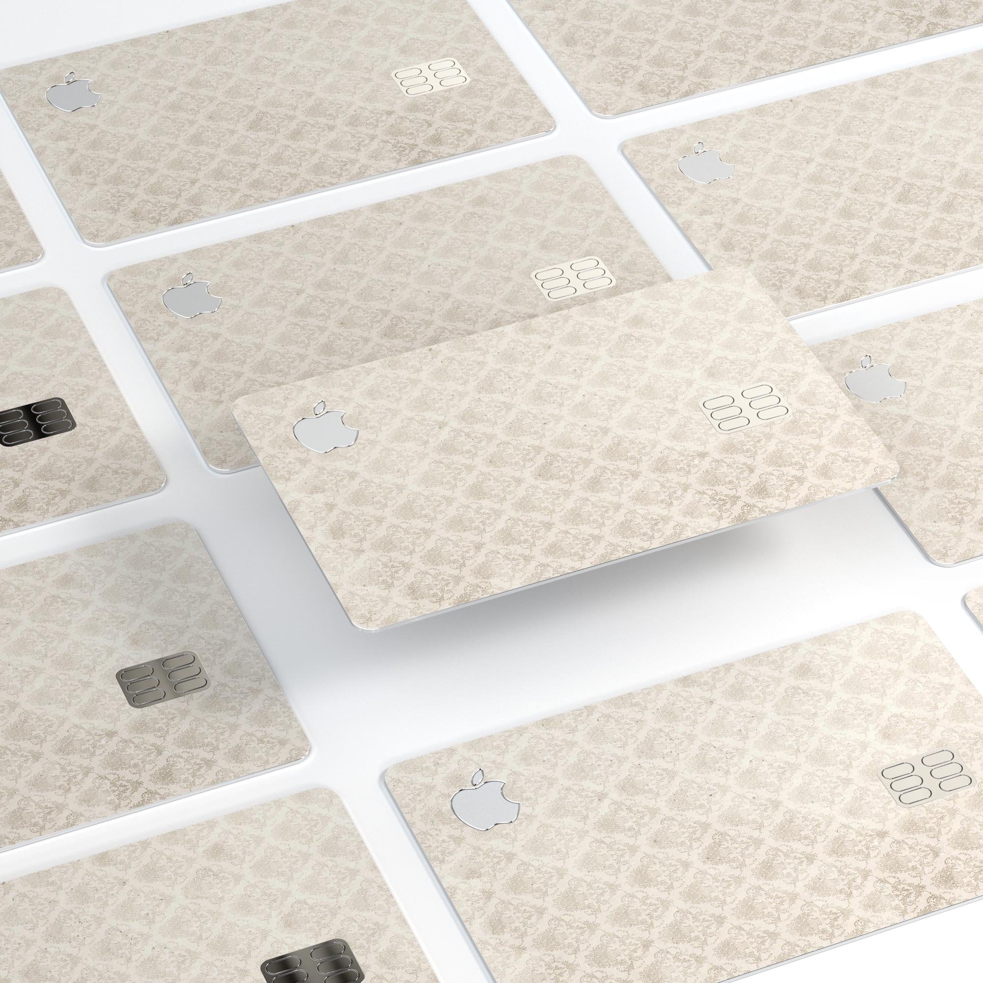 Vintage White Damask Pattern skin for Apple Card, showcasing a stylish design with protective features.