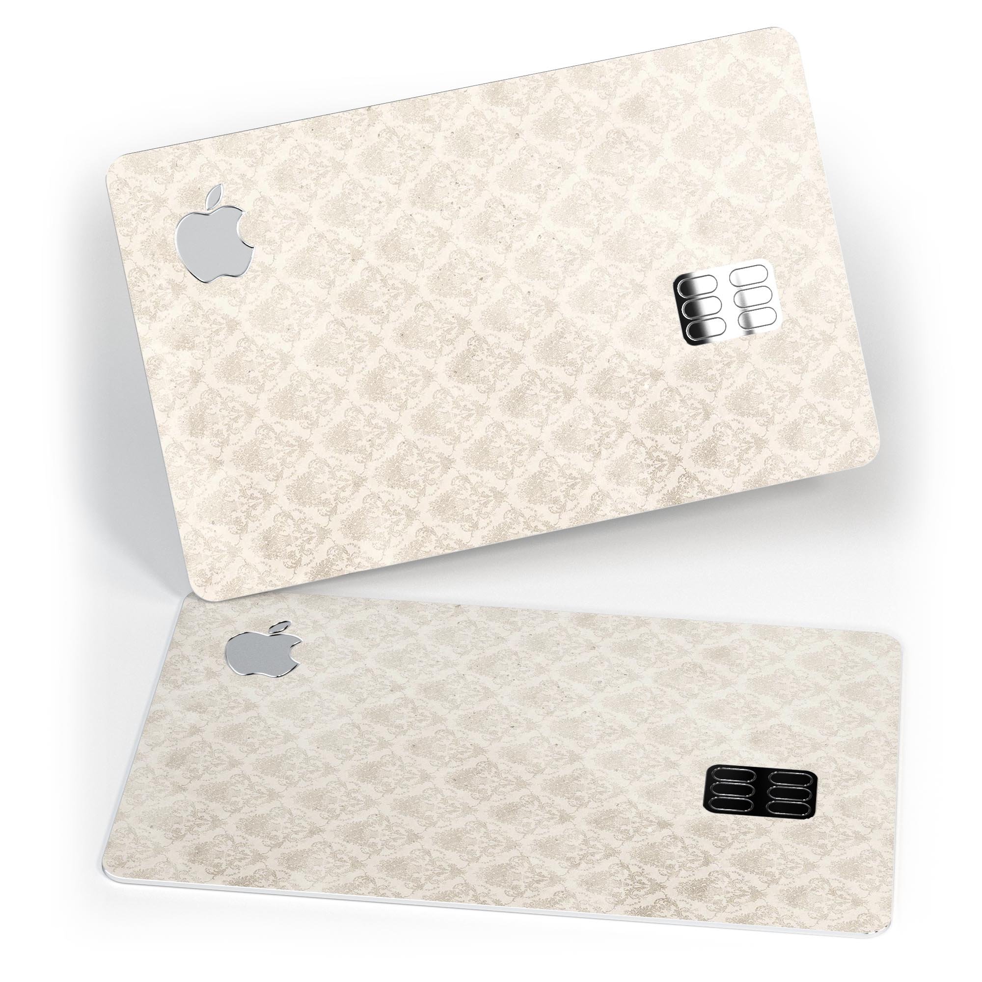 Vintage White Damask Pattern skin for Apple Card, showcasing a stylish design with protective features.