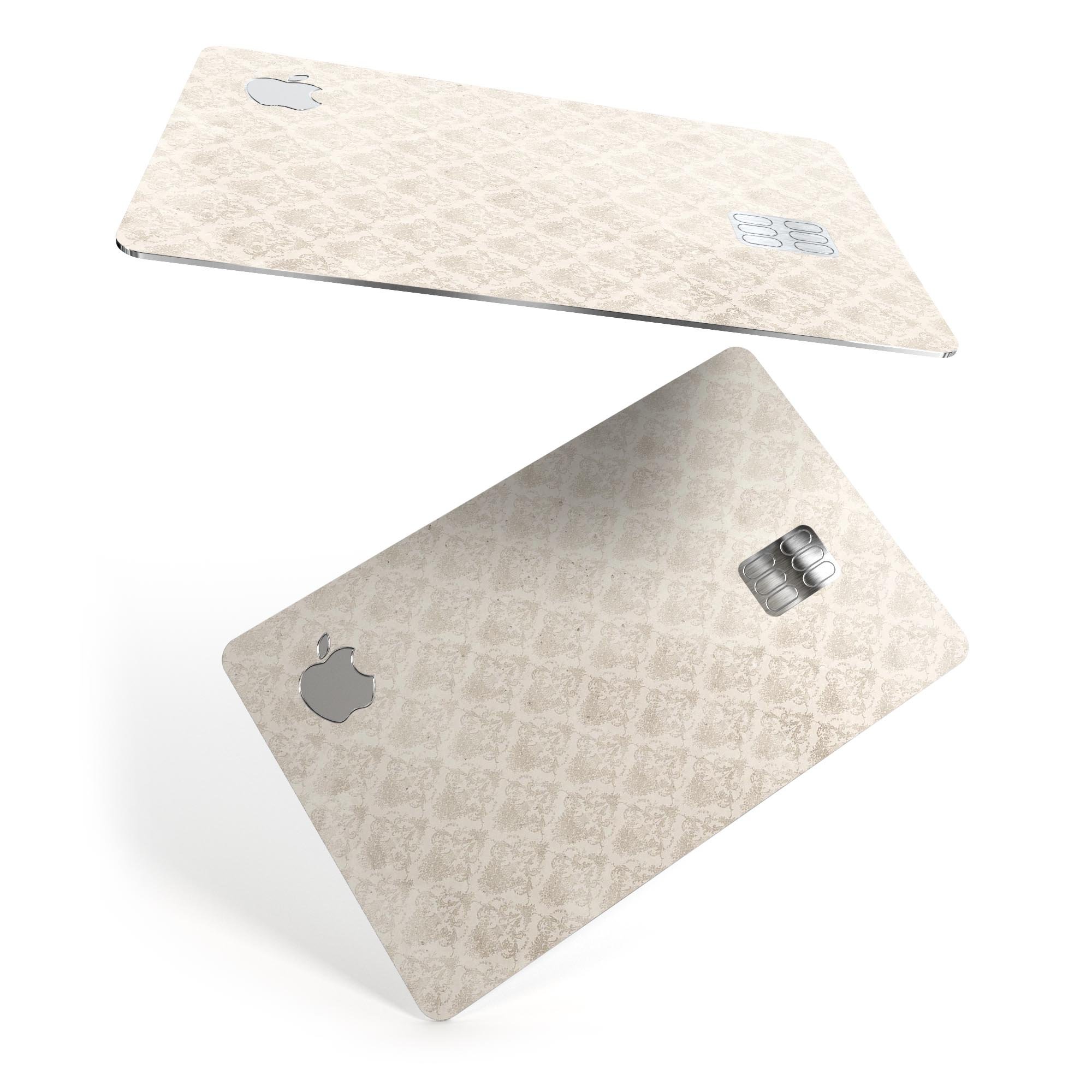 Vintage White Damask Pattern skin for Apple Card, showcasing a stylish design with protective features.