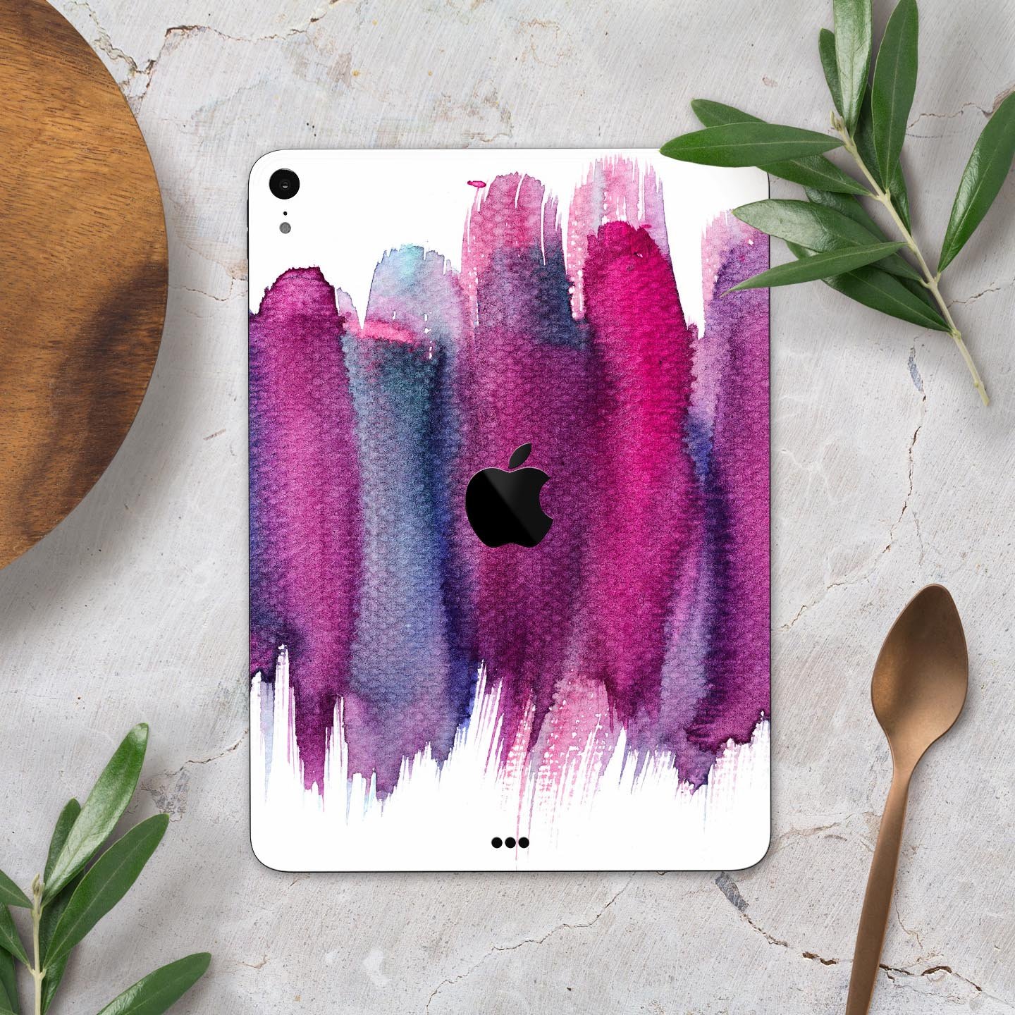 Violet Mixed Watercolor skin decal for Apple iPad Pro, showcasing vibrant colors and a sleek design for device protection.