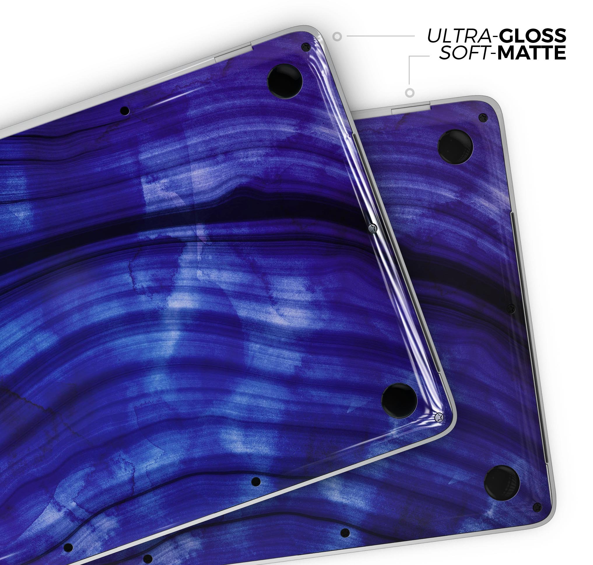 Vivid Agate Vein Slice Blue V11 skin decal wrap kit for MacBook, showcasing a beautiful blue agate design.