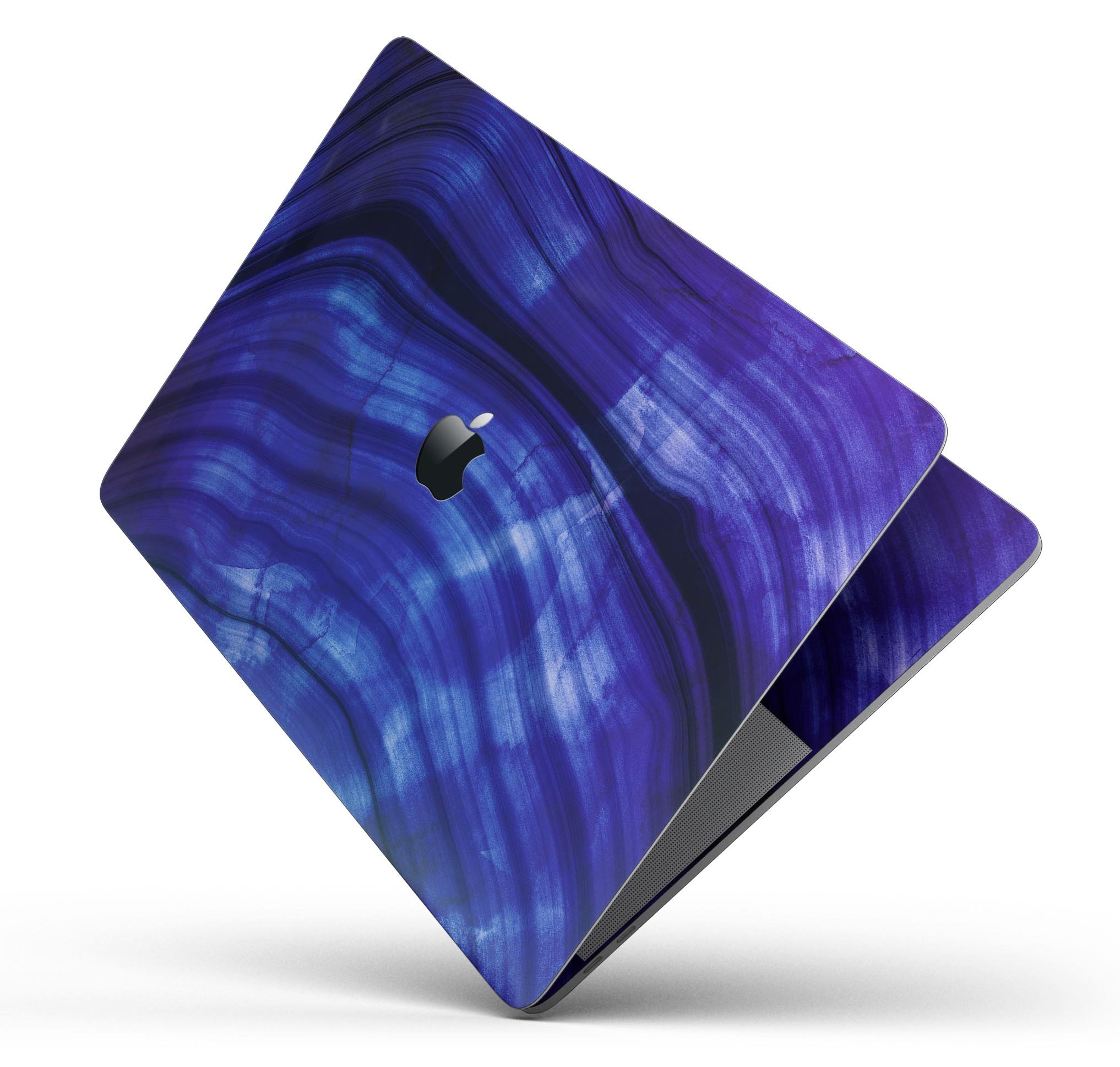 Vivid Agate Vein Slice Blue V11 skin decal wrap kit for MacBook, showcasing a beautiful blue agate design.