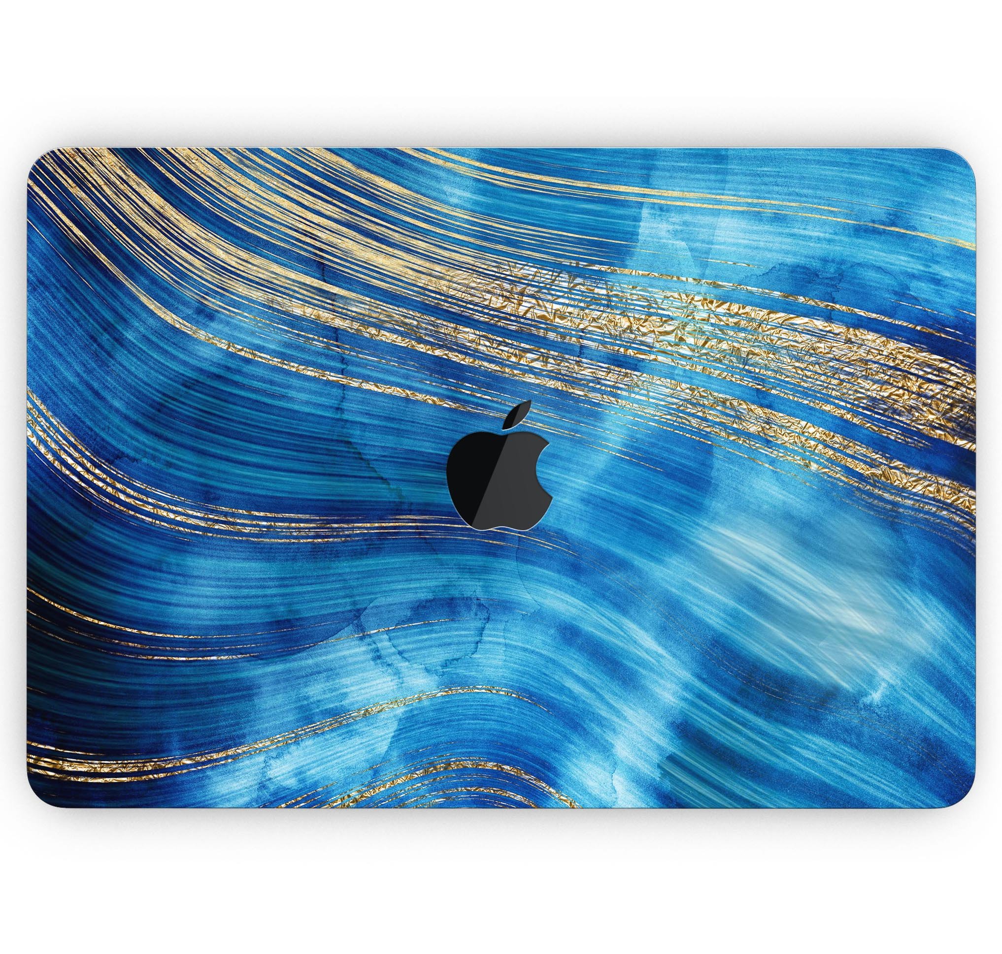 Vivid Agate Vein Slice Blue V1 skin decal wrap kit for MacBook, showcasing vibrant colors and intricate design.