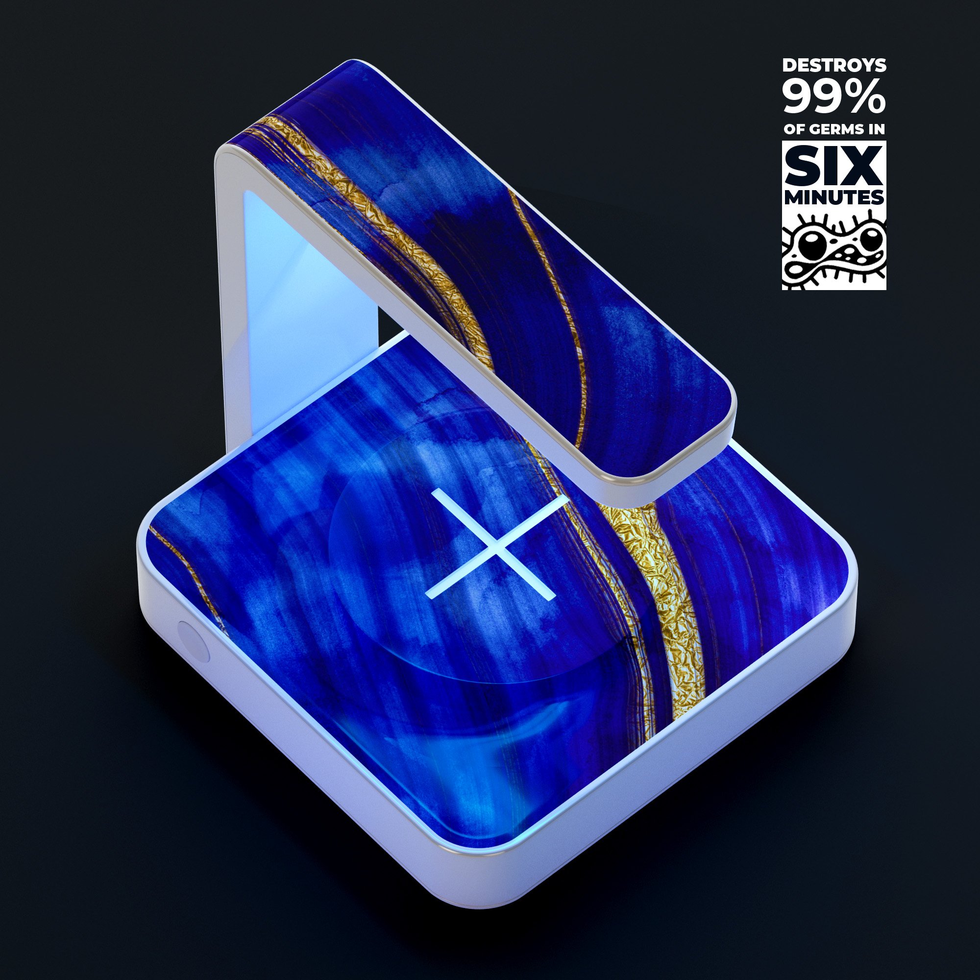 Vivid Agate Vein Slice Blue V6 UV Germicidal Sanitizing Sterilizing charger with a sleek design and wireless charging feature.