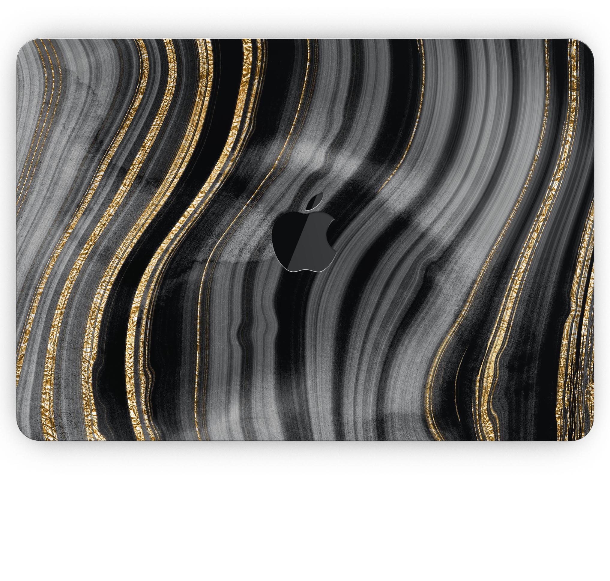Vivid Agate Vein Slice Skin Decal Wrap Kit for MacBook, showcasing a colorful agate design with a glossy finish.