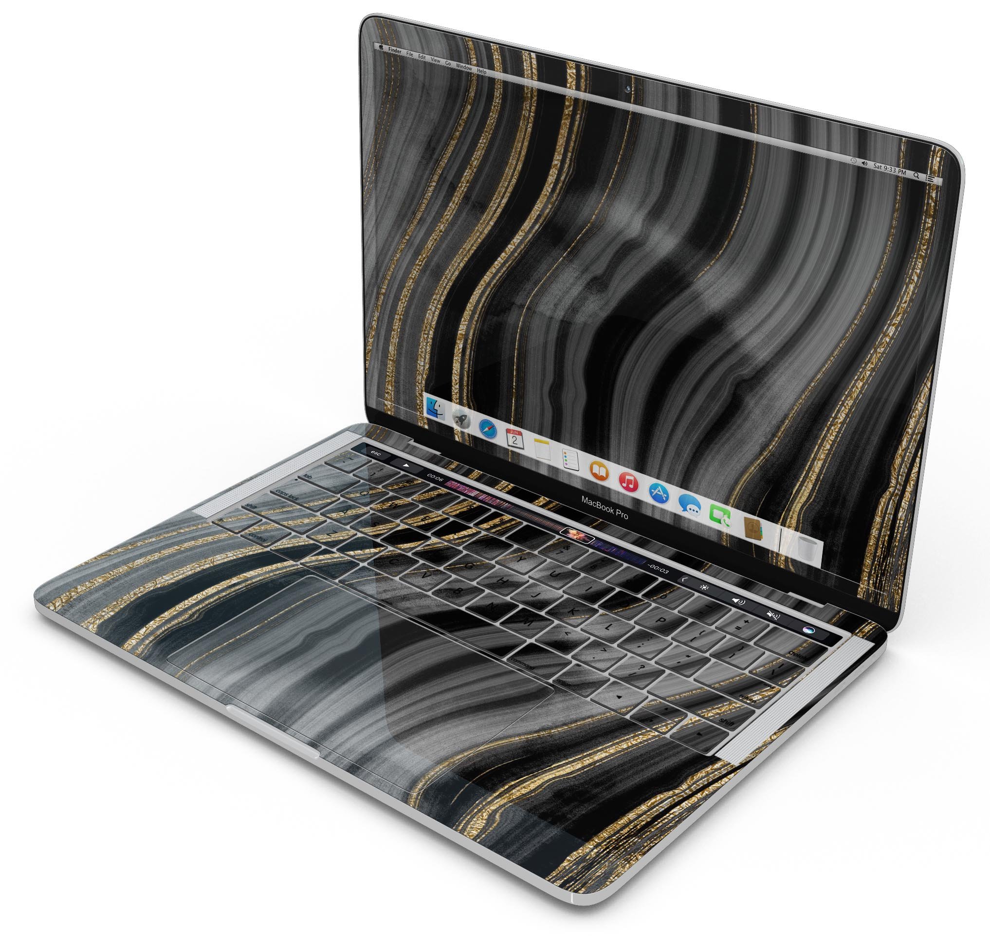 Vivid Agate Vein Slice Skin Decal Wrap Kit for MacBook, showcasing a colorful agate design with a glossy finish.