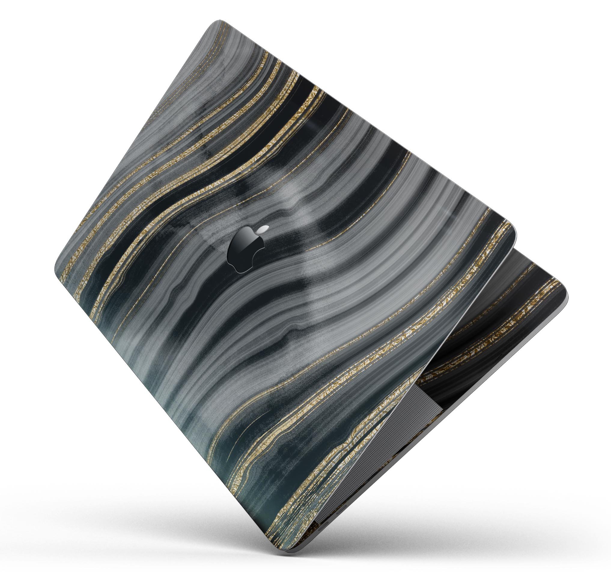 Vivid Agate Vein Slice Skin Decal Wrap Kit for MacBook, showcasing a colorful agate design with a glossy finish.