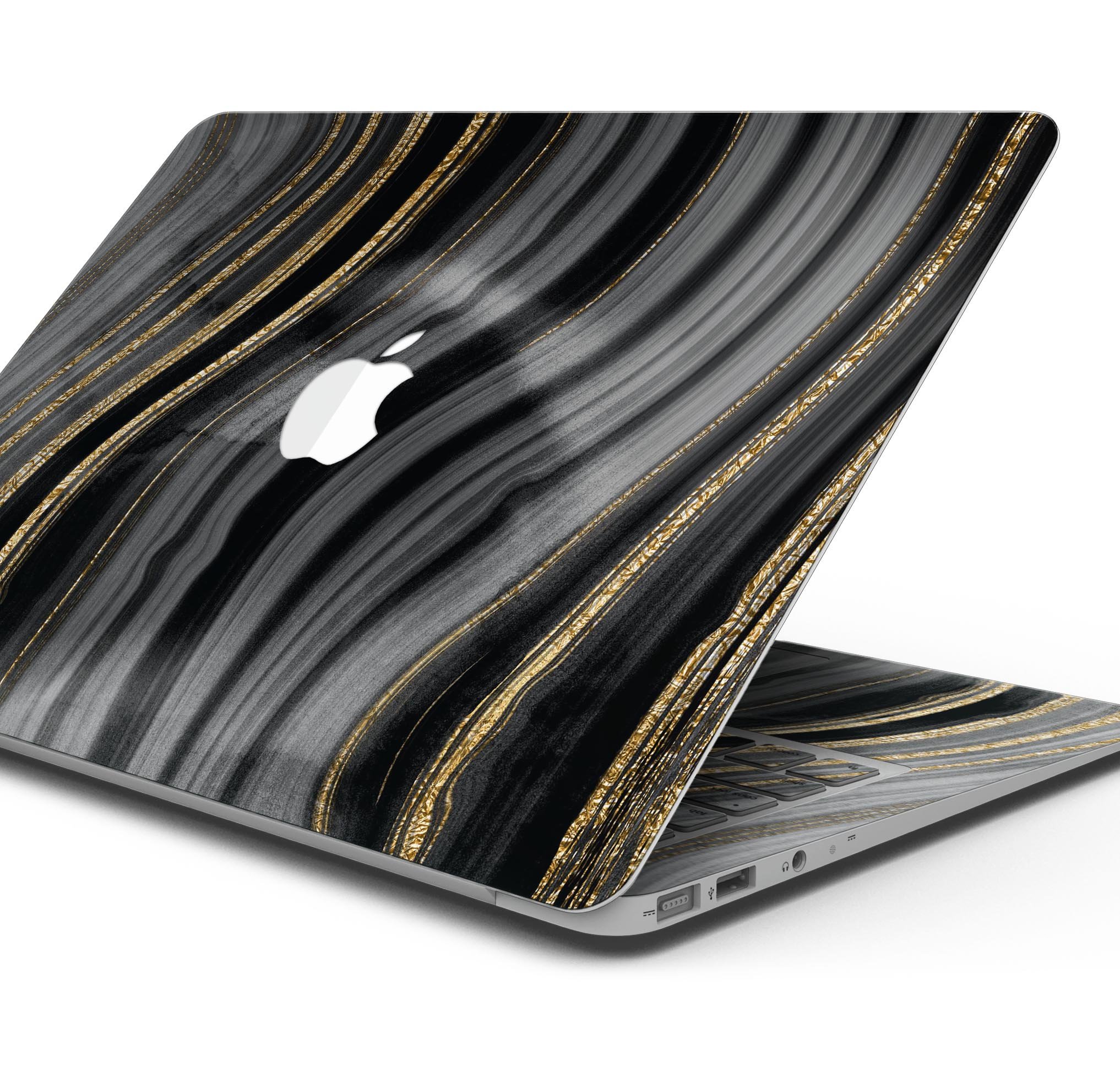 Vivid Agate Vein Slice Skin Decal Wrap Kit for MacBook, showcasing a colorful agate design with a glossy finish.